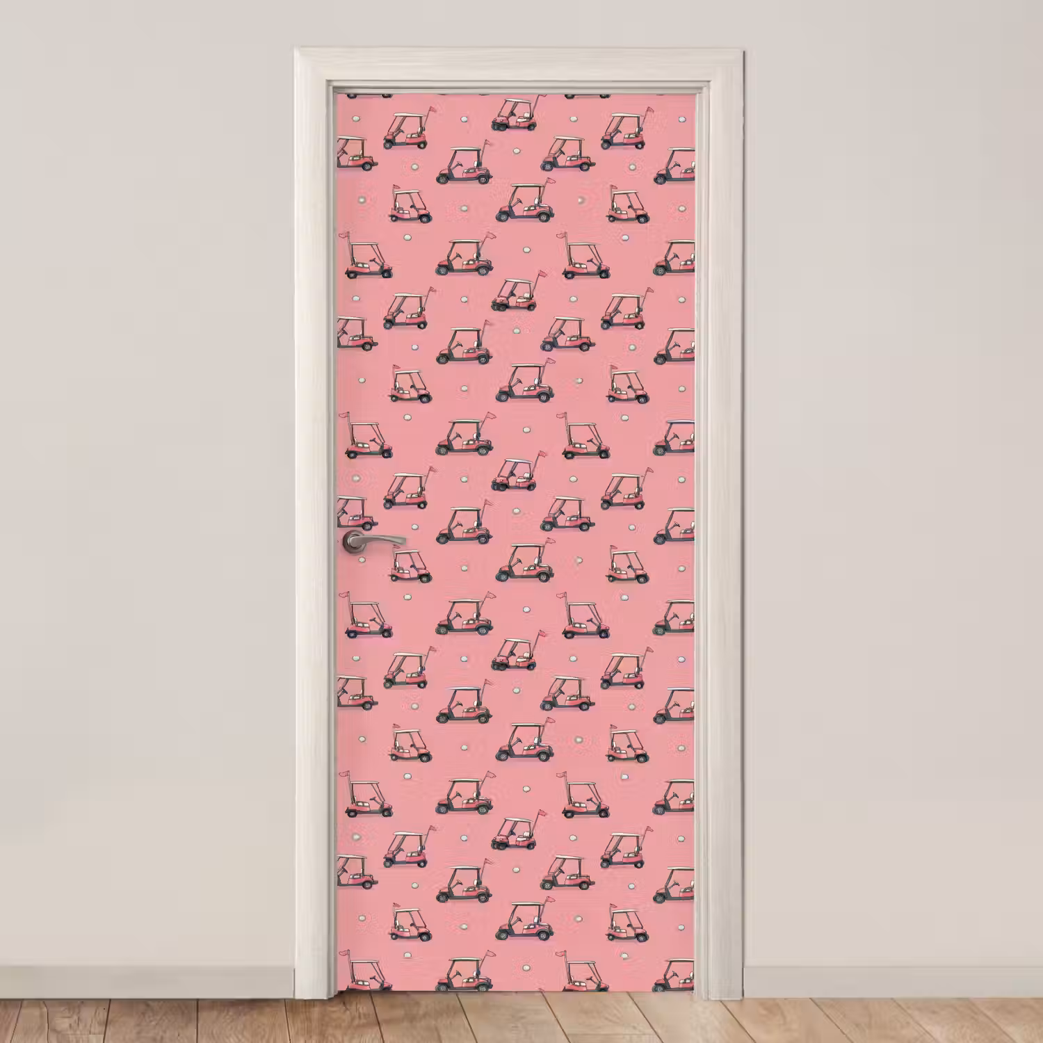 Golfkar - Retro - Roze deurposter klein 289 -3d_beige