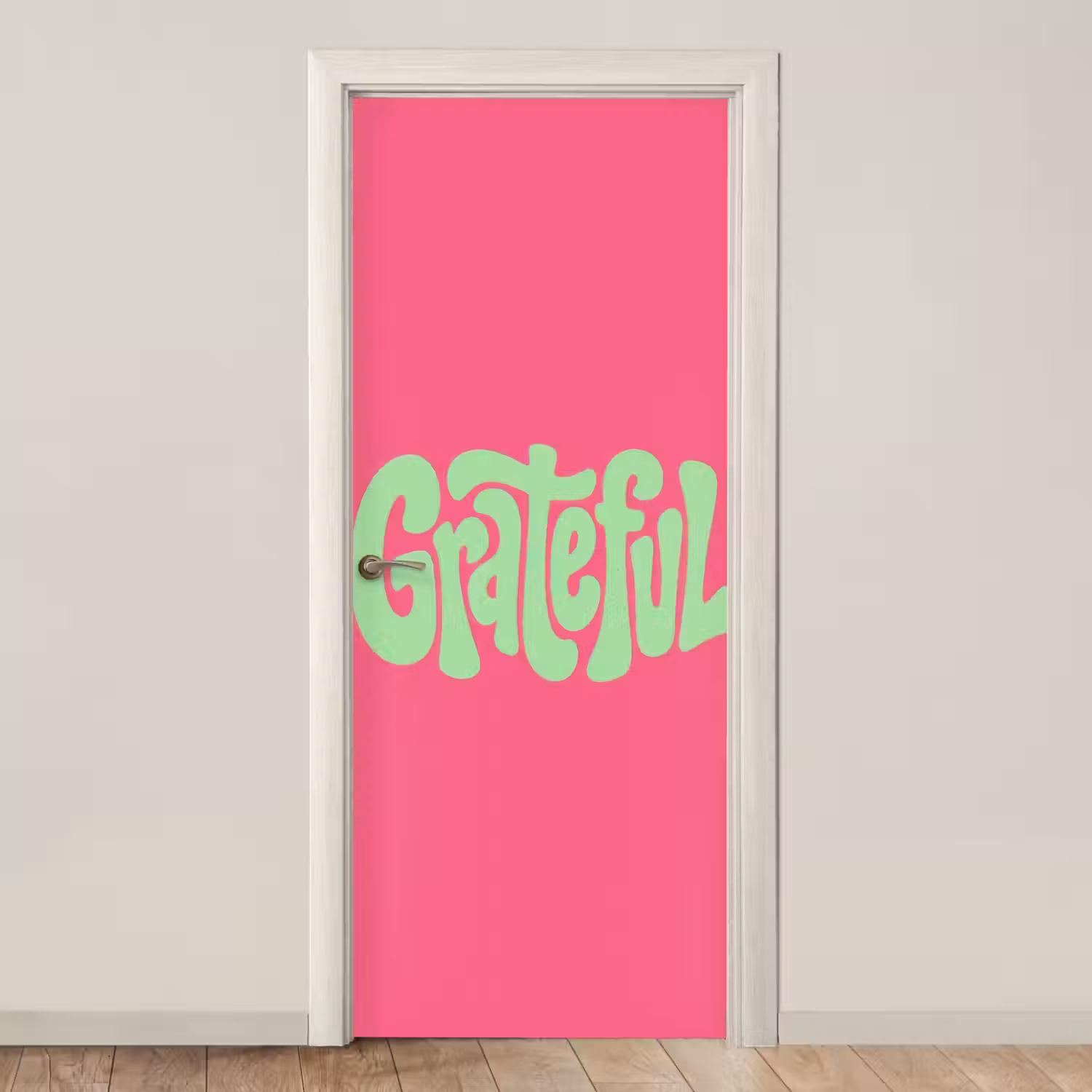 Grateful - Groen - Grafisch - Vloeiend deurposter klein -3d_beige