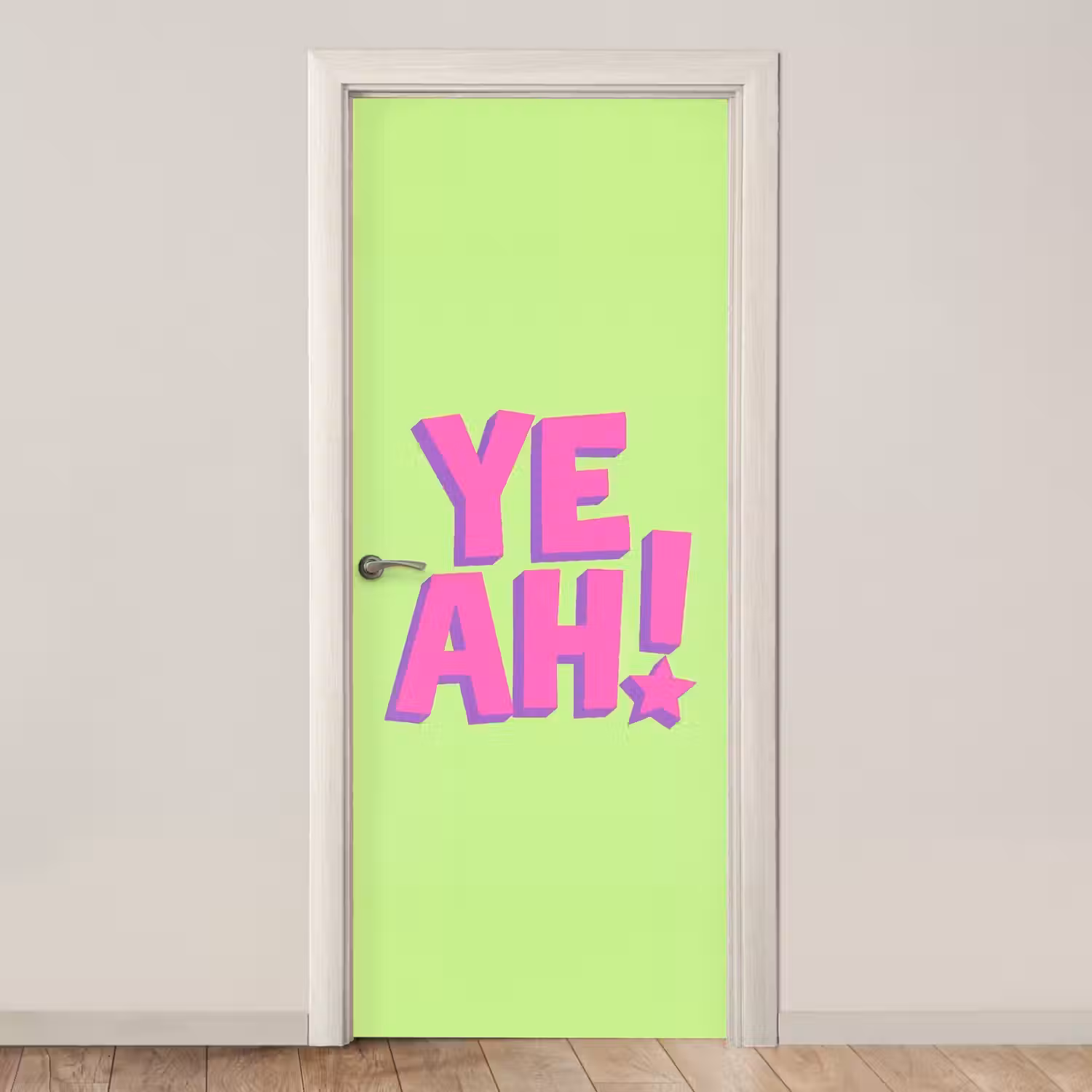 Groen - Neon - Quote deurposter klein -3d_beige