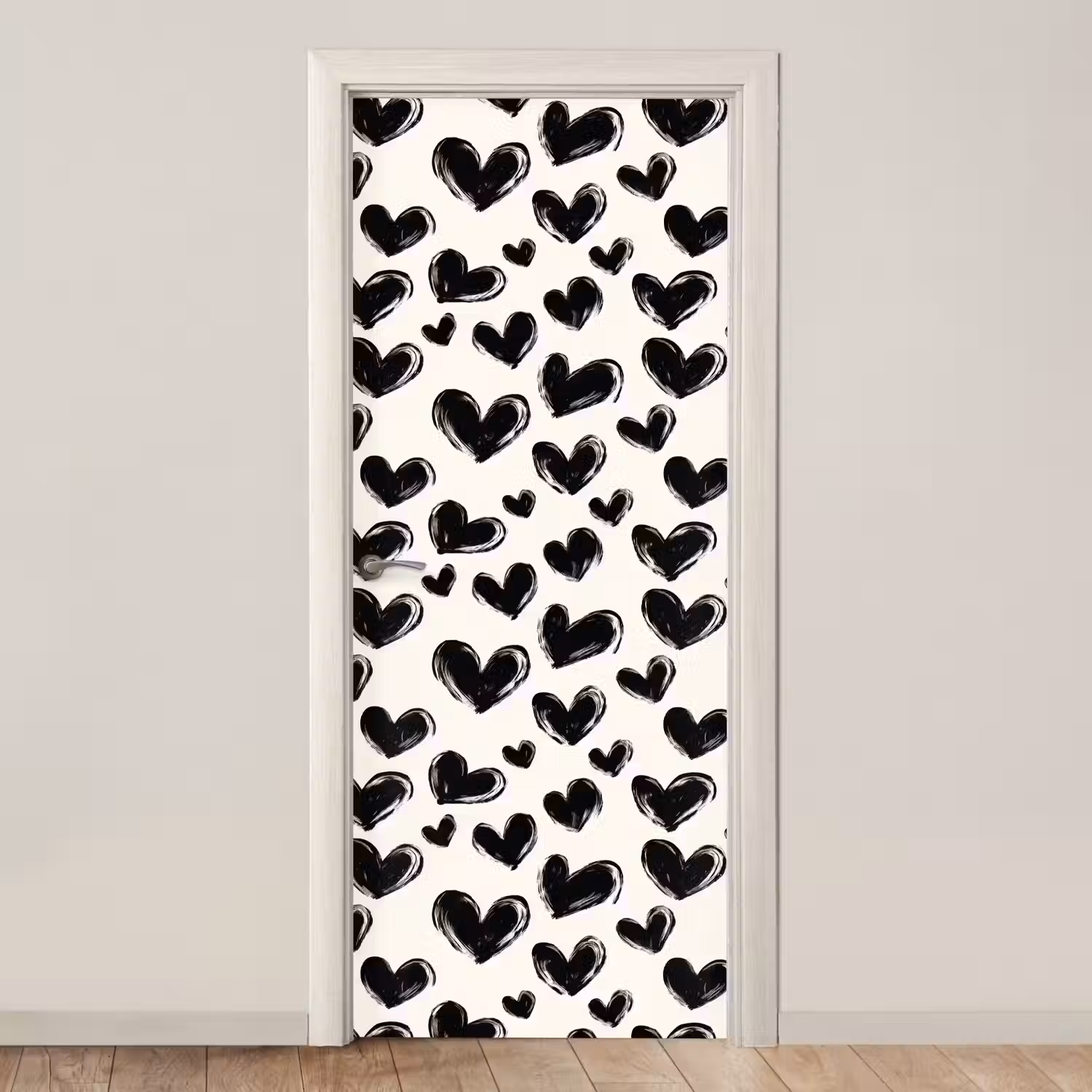Hartjes - Patroon - Zwart deurposter klein 289 -3d_beige