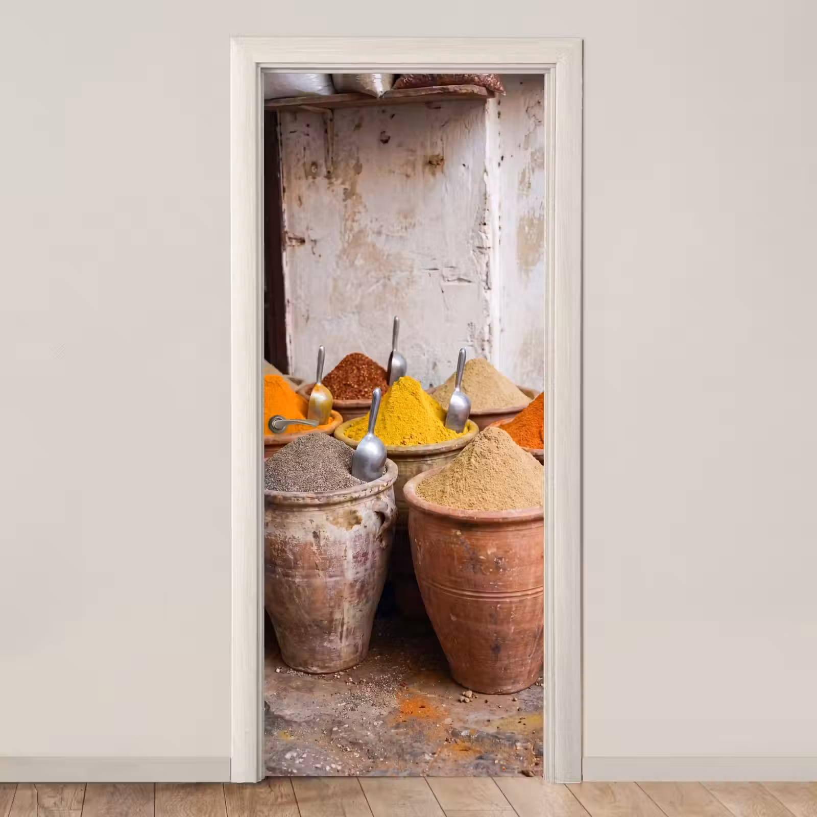 Door sticker - Herbs - Jars - Asian - Kruiden - Potten - Oosters deurposter klein