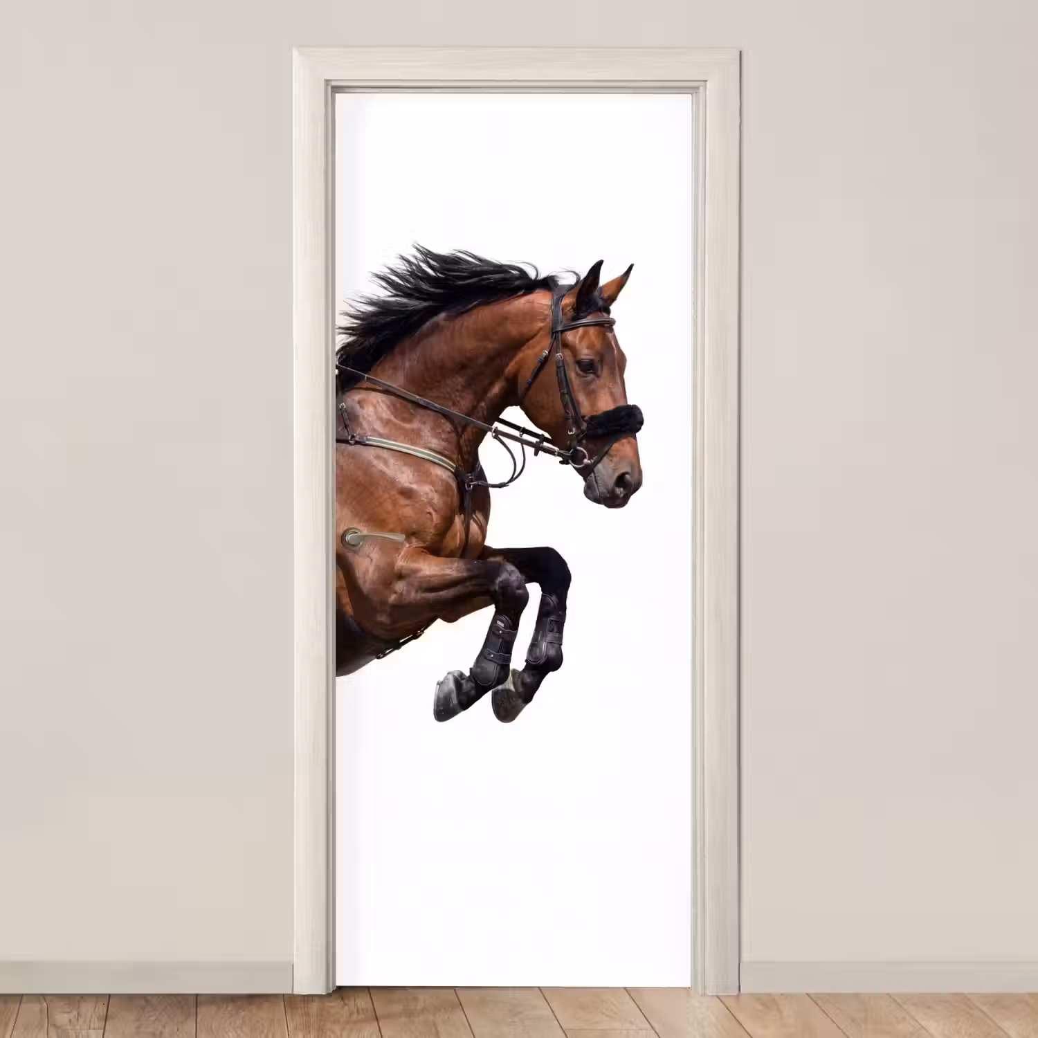 Paard - Springen - Modern deurposter klein -3d_beige
