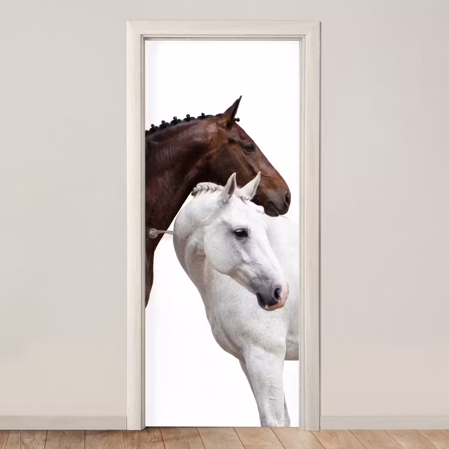 Paard - Modern - Balans deurposter klein -3d_beige
