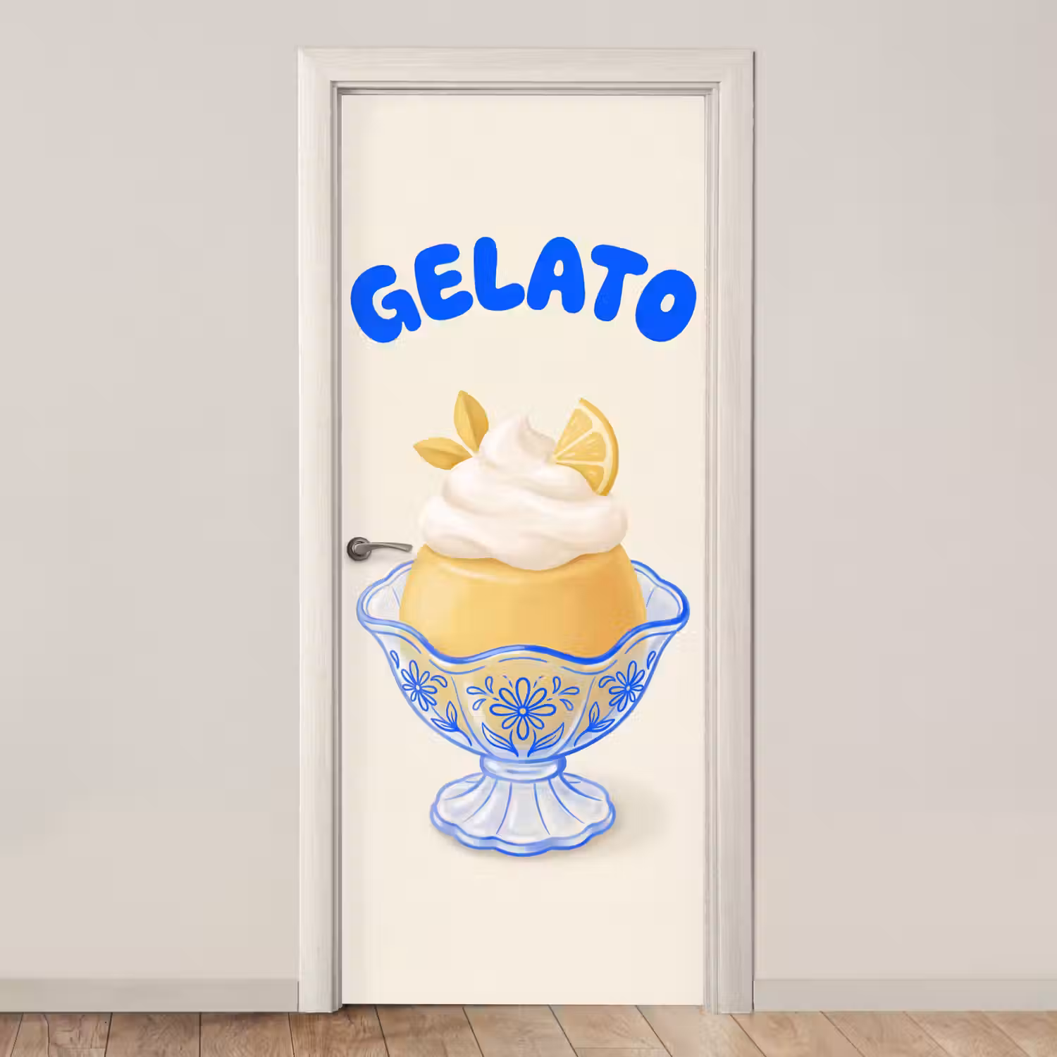 IJs - Citroen - Illustratie - Geel - Dessert deurposter klein -3d_beige