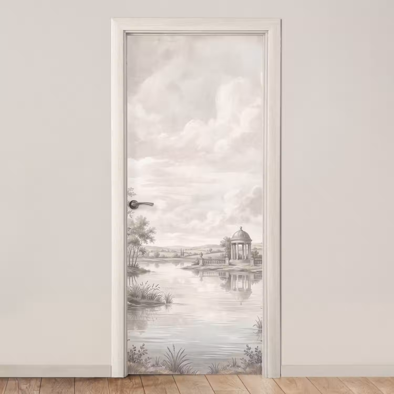 Landschap - Water - Natuur - Sepia deurposter klein -3d_beige
