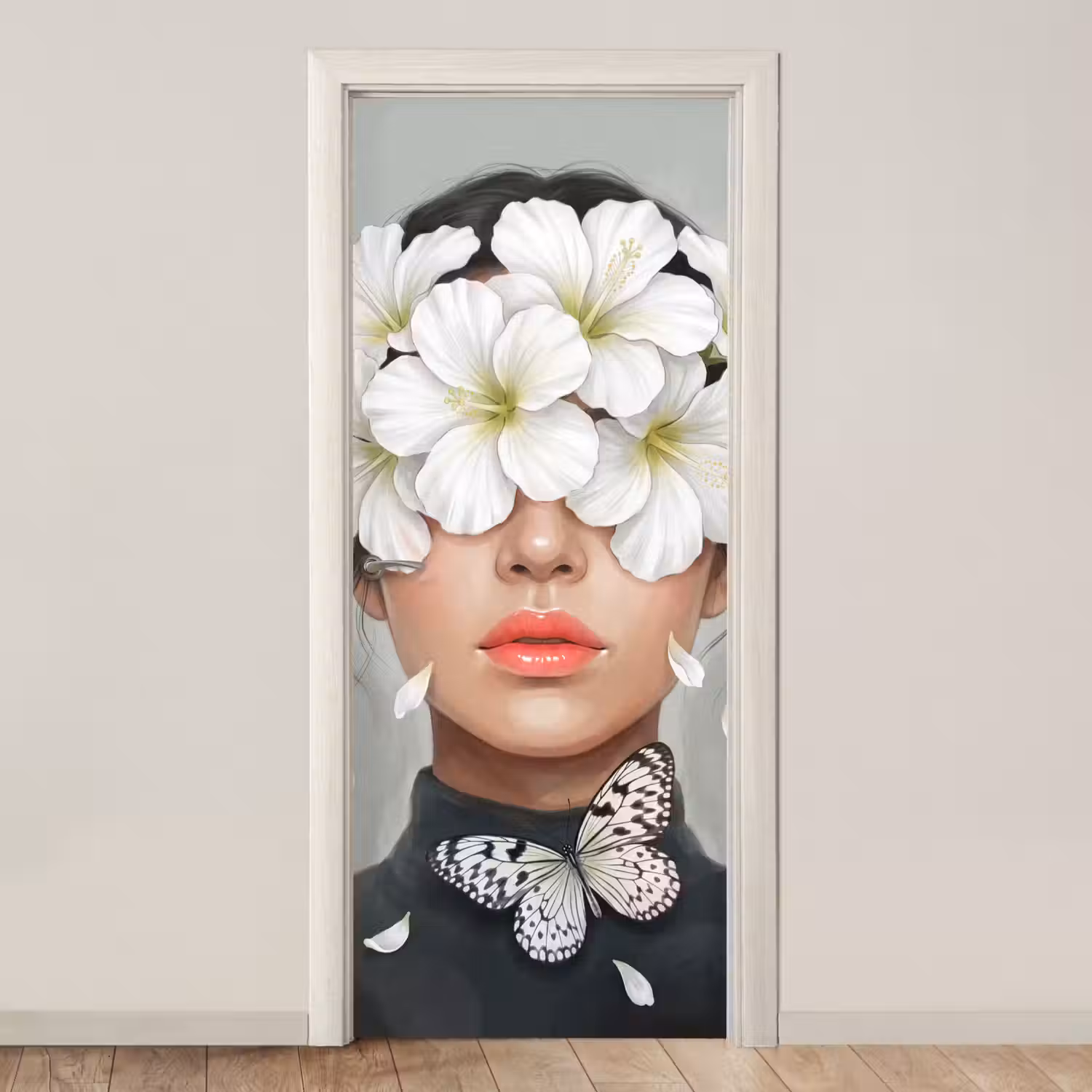 Lelies - Portret - Wit deurposter klein -3d_beige