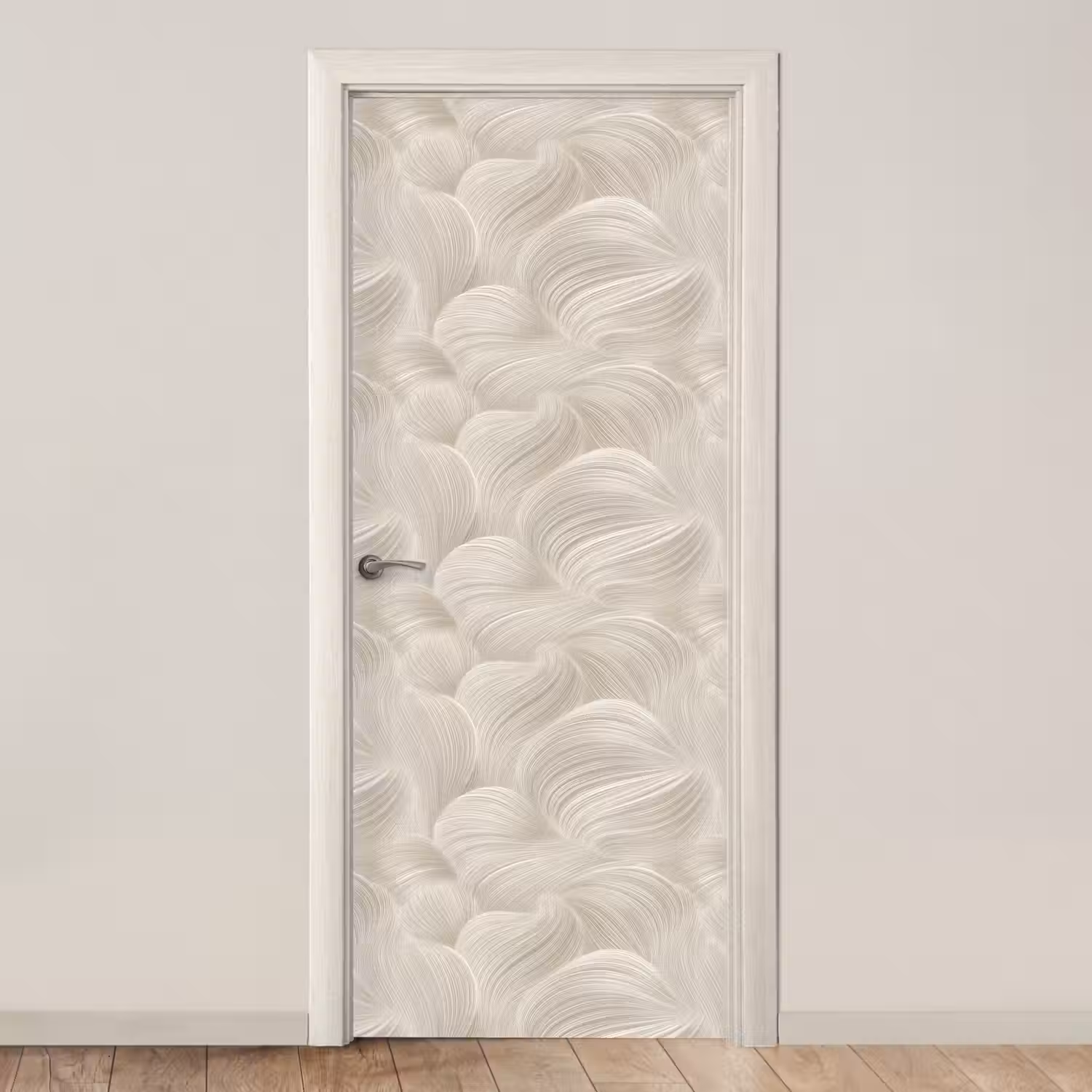 Lijnen - Waaier - Beige deurposter klein 289 -3d_beige