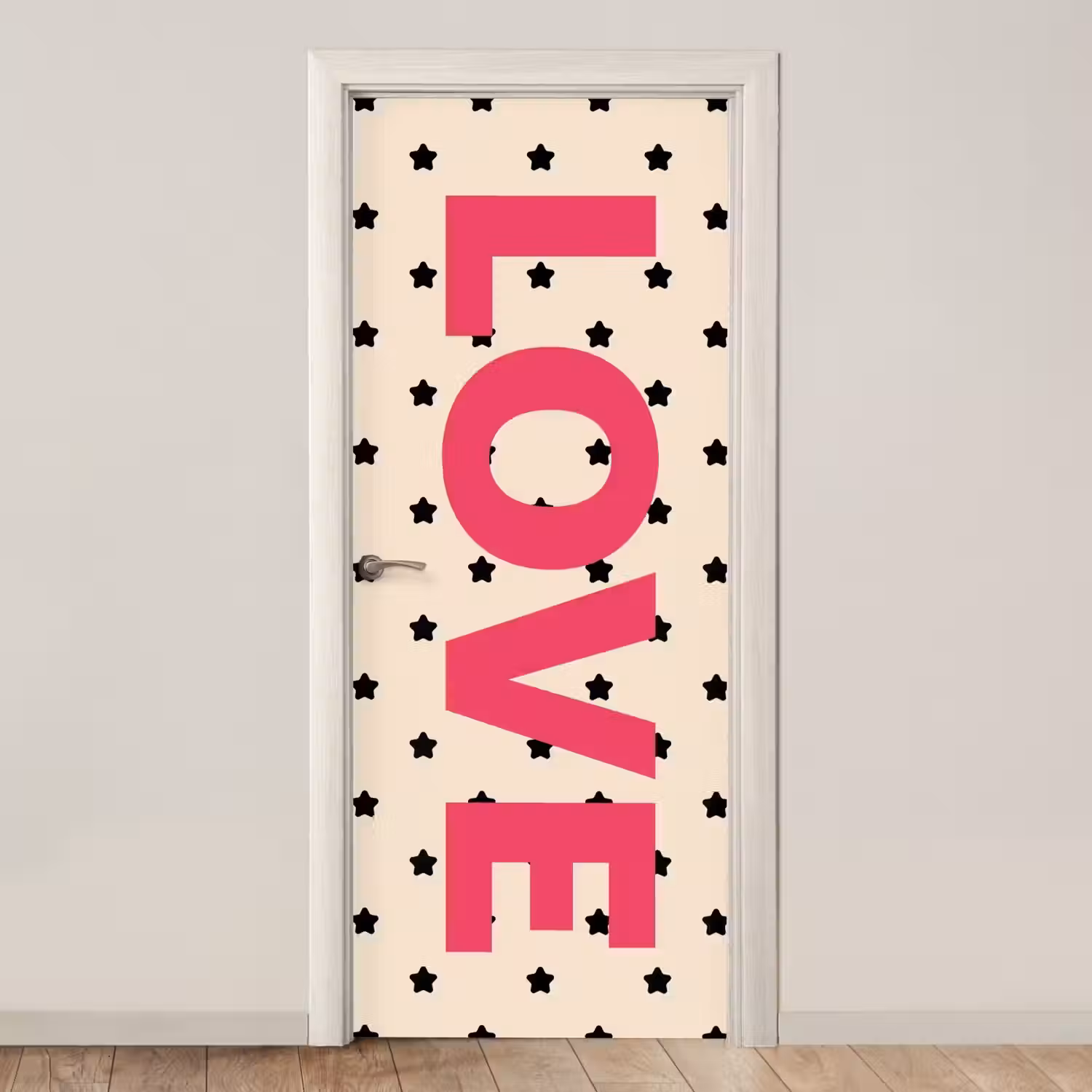 Love - Stippen - Roze deurposter klein -3d_beige