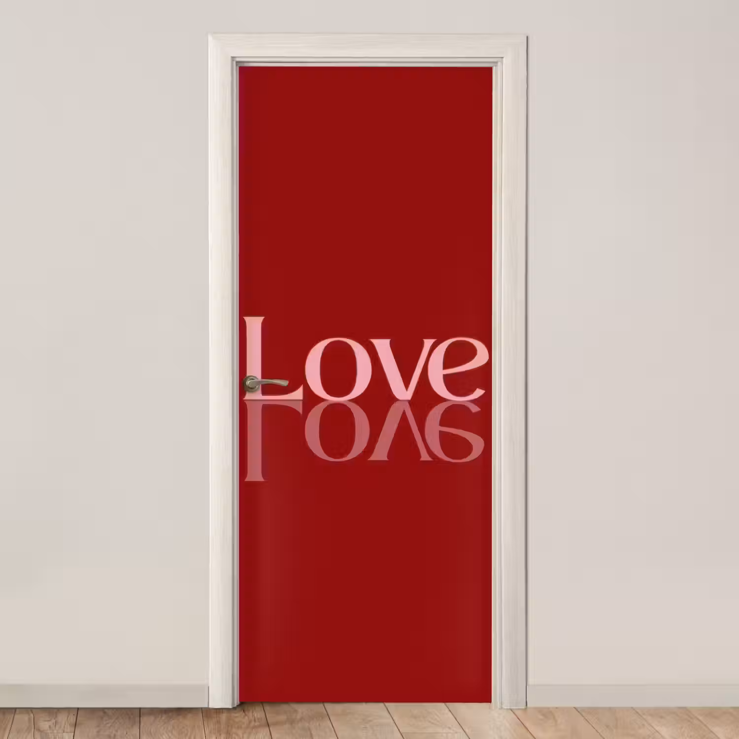 Love - Spiegeling - Rood deurposter klein -3d_beige