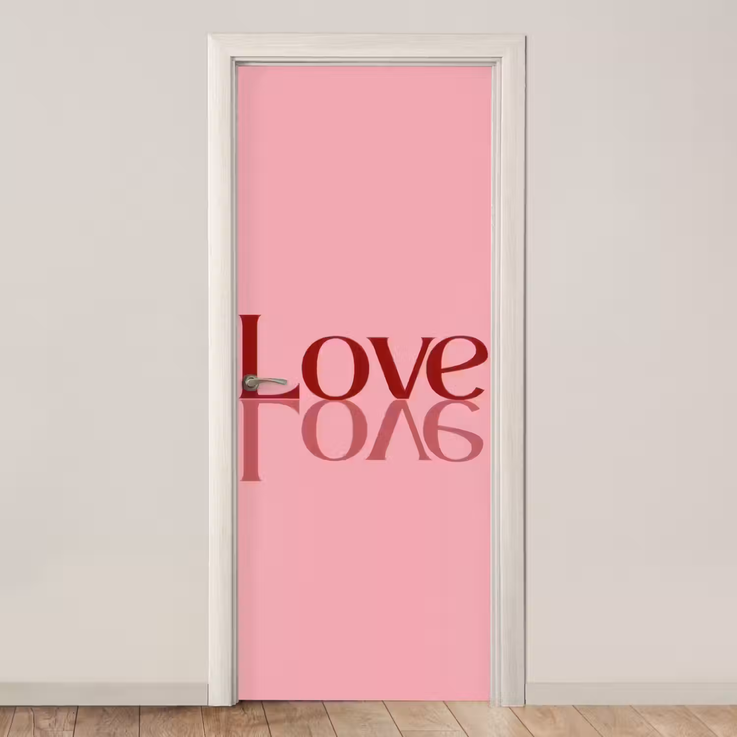 Love - Roze - Spiegeling deurposter klein -3d_beige