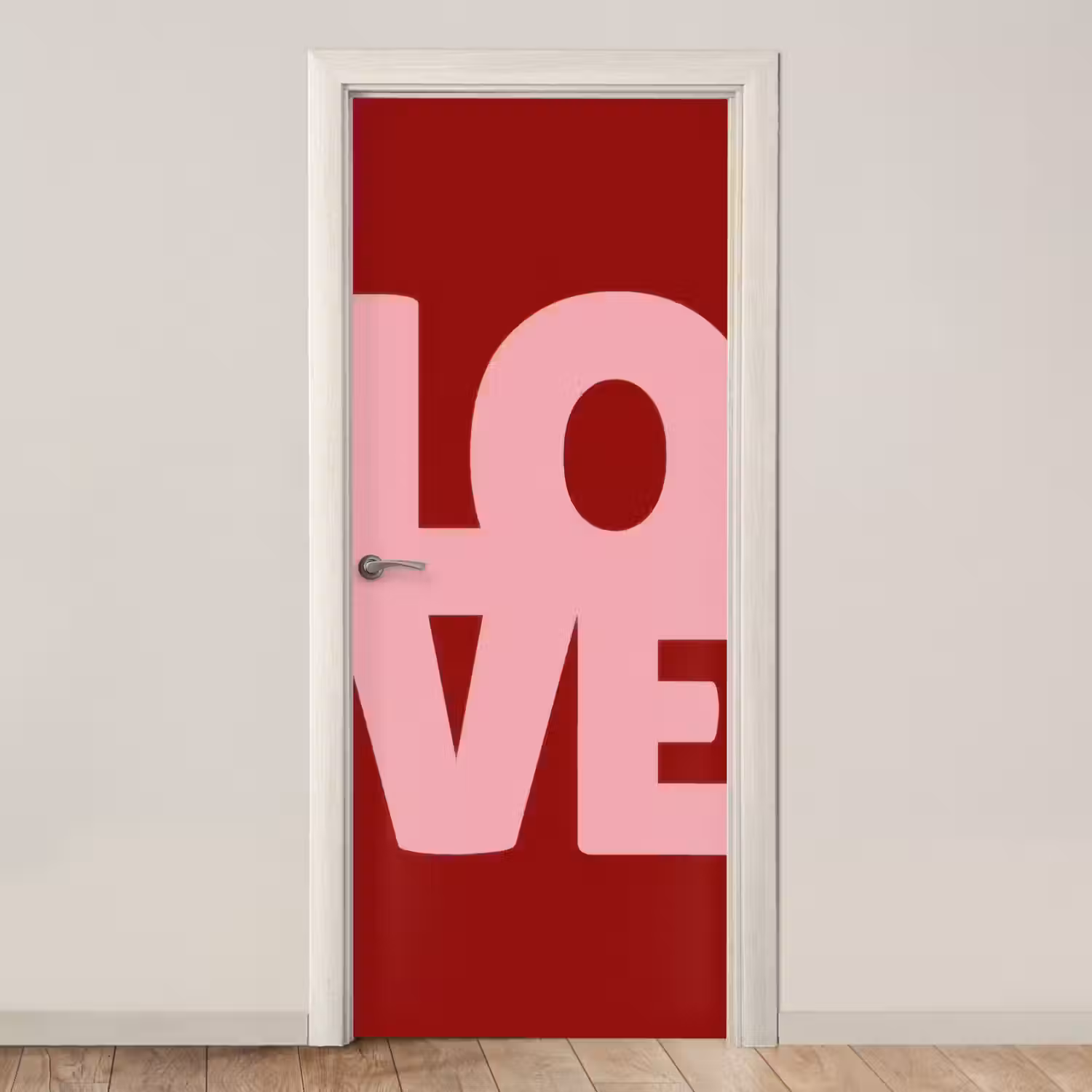 Love - Rood - Blokletters deurposter klein -3d_beige