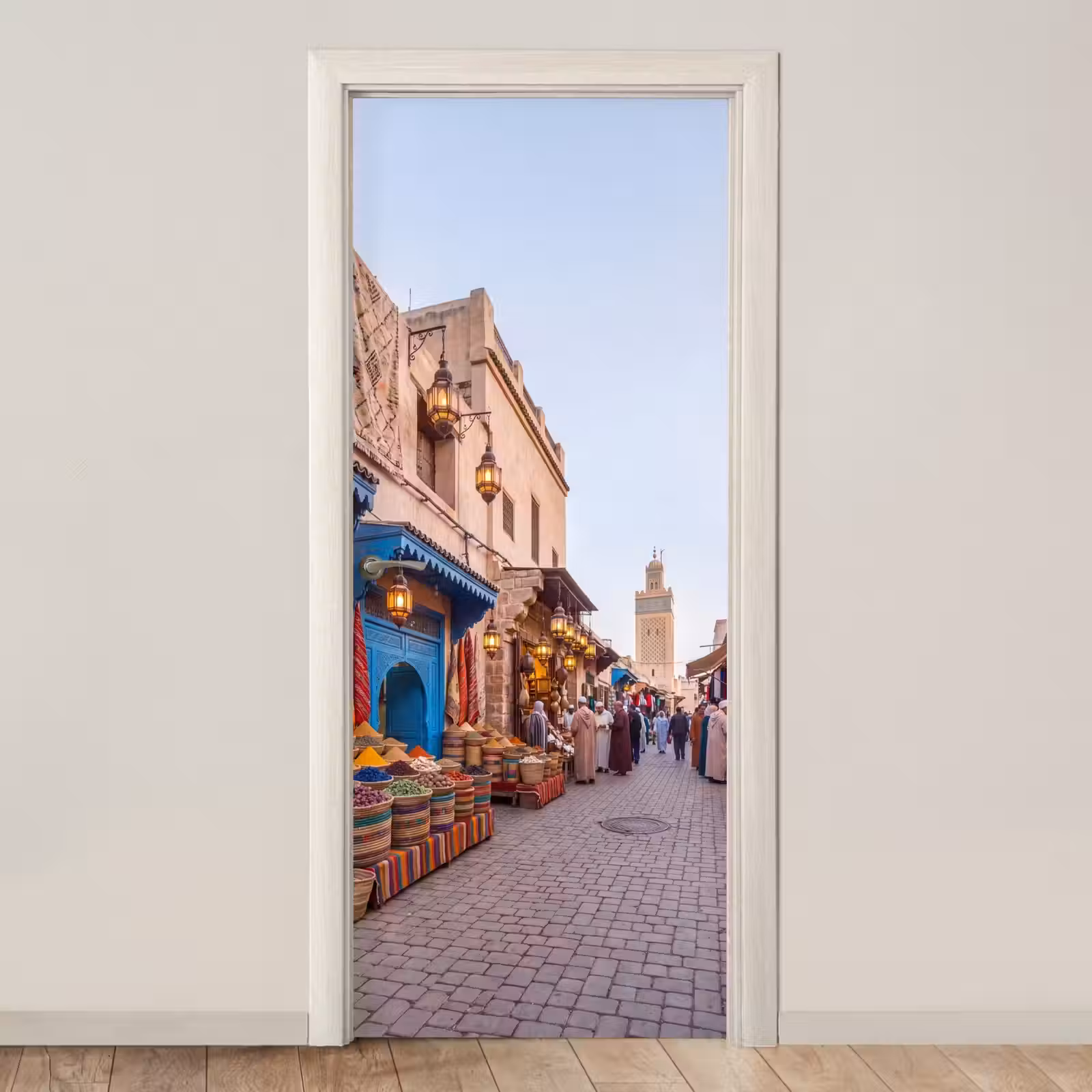 Door sticker - Market - Oriental - Colorful - Markt - Oosters - Kleurrijk deurposter klein