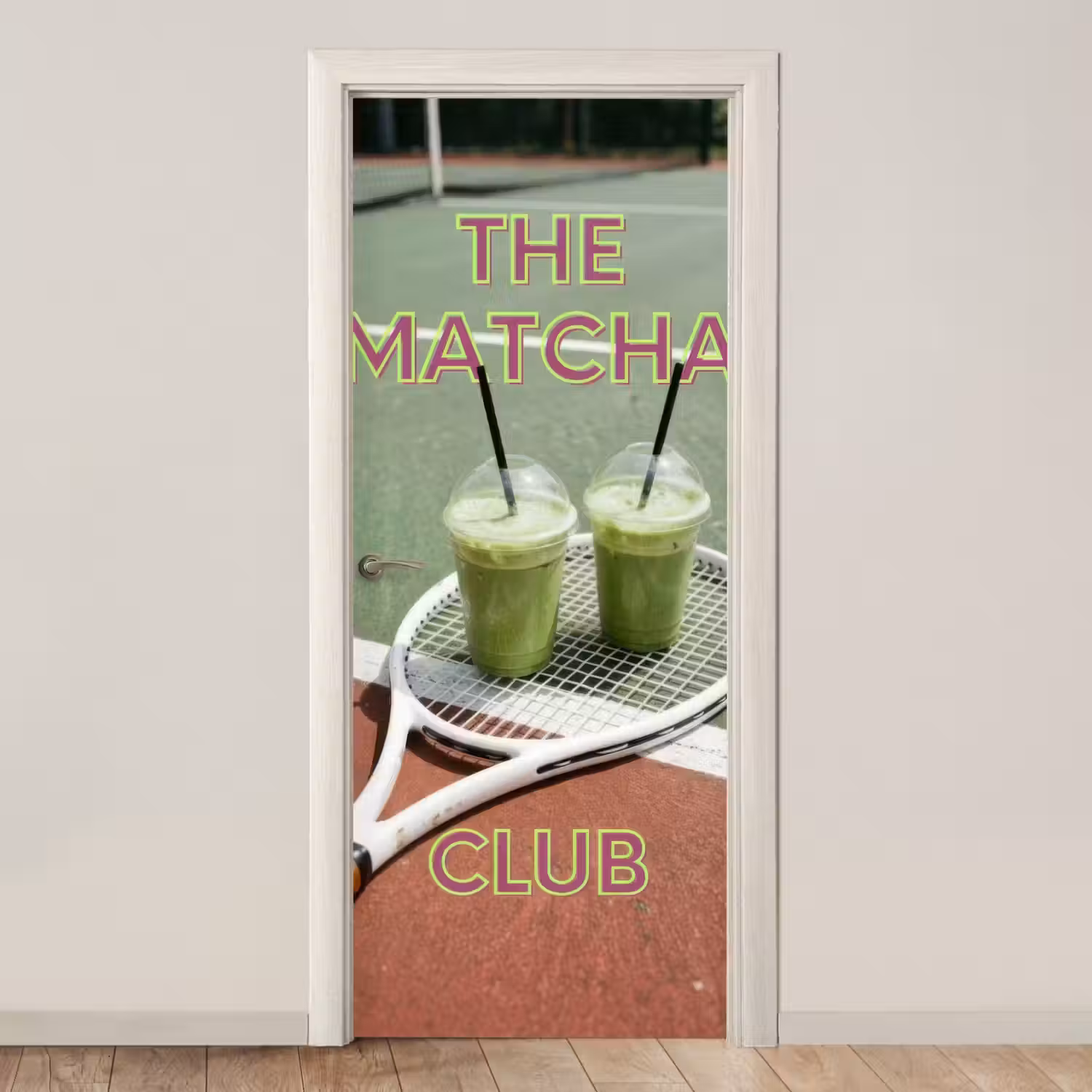 Matcha Club - Tennis - Matcha deurposter klein -3d_beige