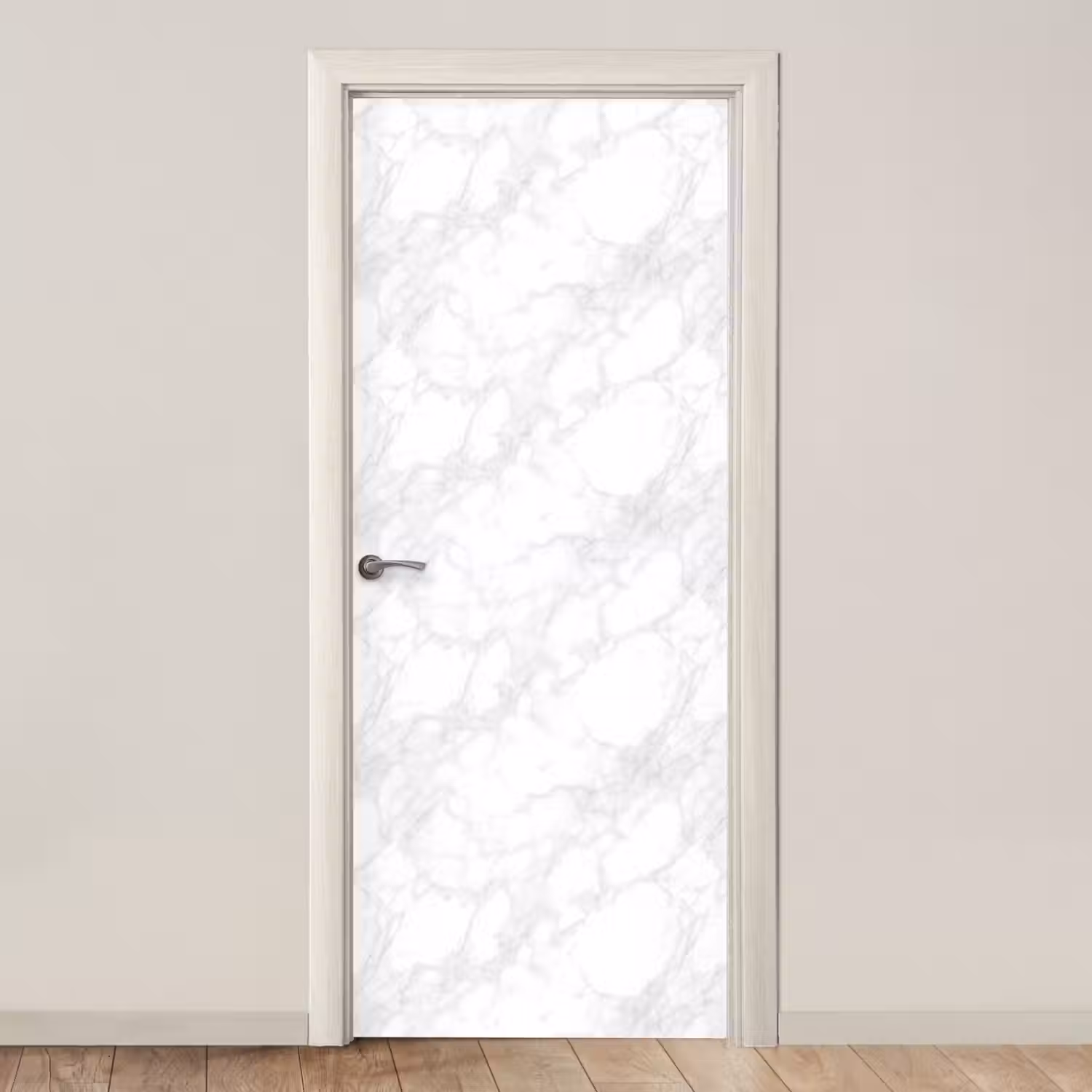Minimalistisch - Wit - Grijze aders deurposter klein 289 -3d_beige