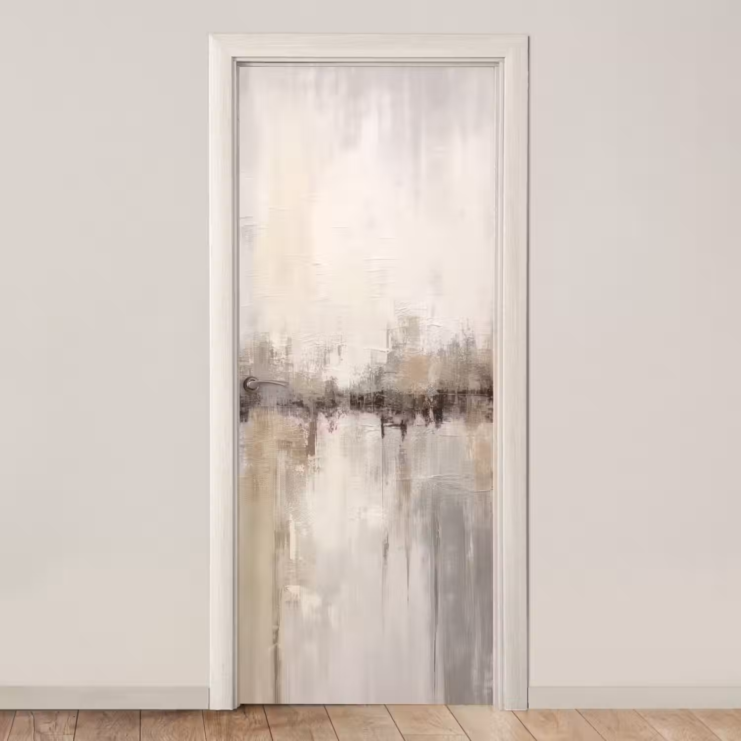 Moderne kunst - Abstract - Beige deurposter klein -3d_beige
