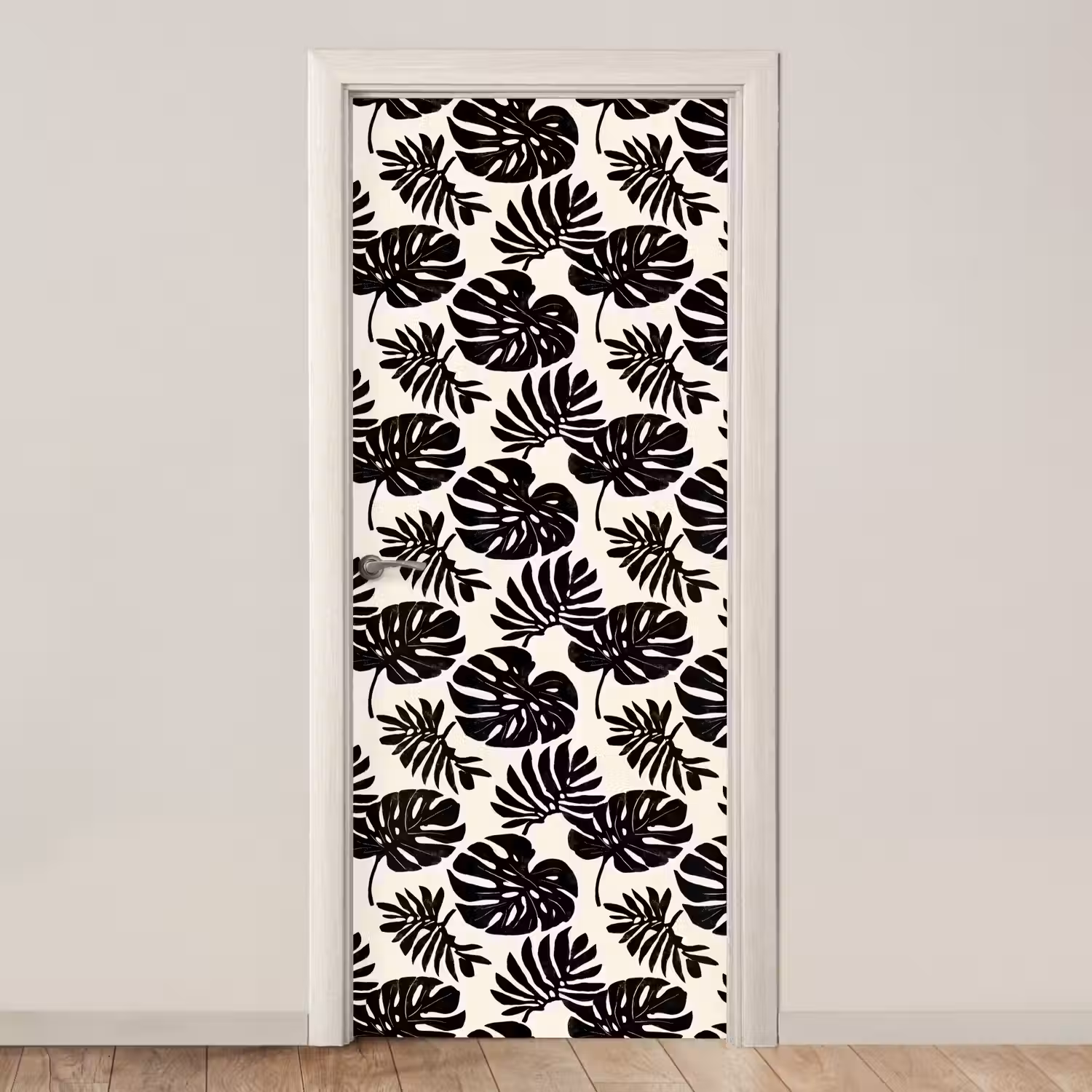 Modern - Monstera - Zwart deurposter klein 289 -3d_beige