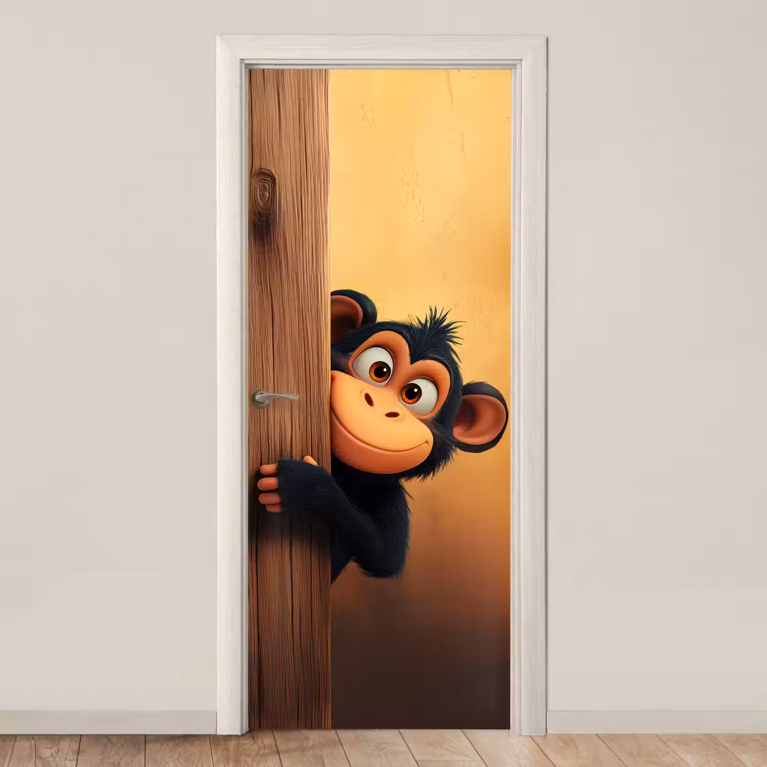 Aap - Dieren - Animatie - Deur deurposter klein -3d_beige