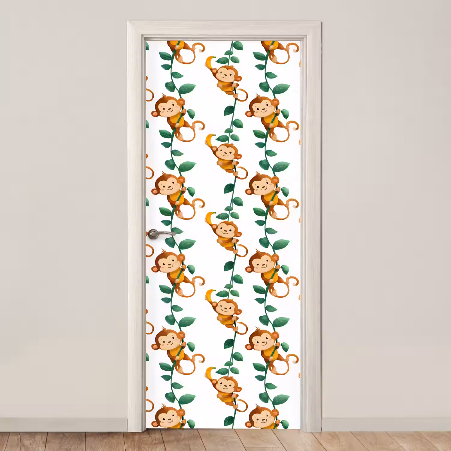 Apen - Lianen - Kleurrijk deurposter klein 289 -3d_beige
