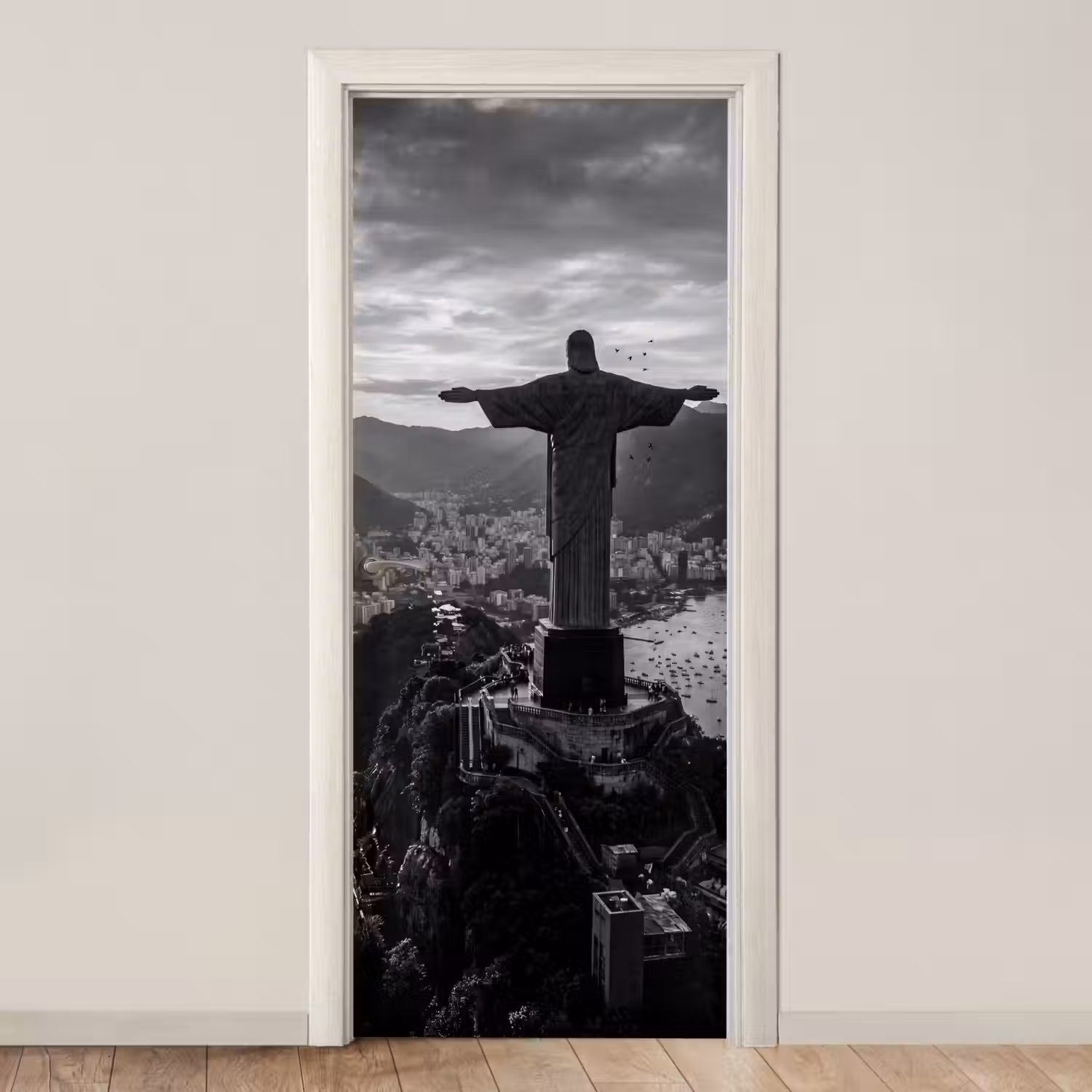Monument - Stadsgezicht - Landschap - Zwart-wit deurposter klein -3d_beige