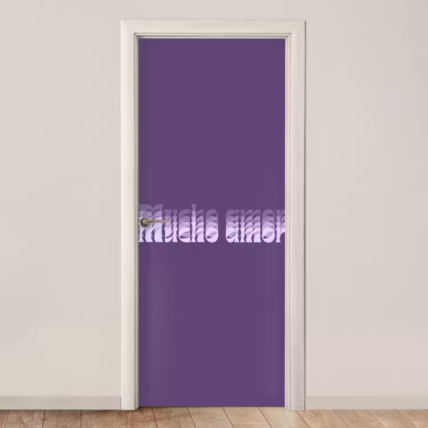 Mucho amor - Paars - Grafisch deurposter klein -3d_beige