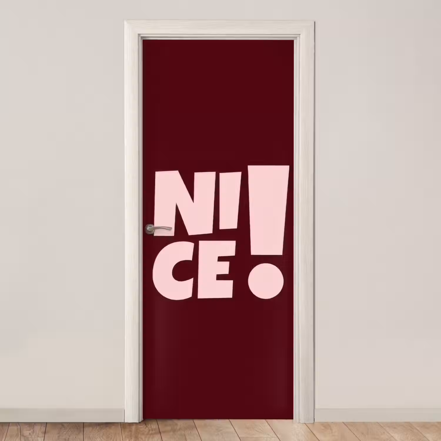 Nice - Uitroepteken - Rood deurposter klein -3d_beige