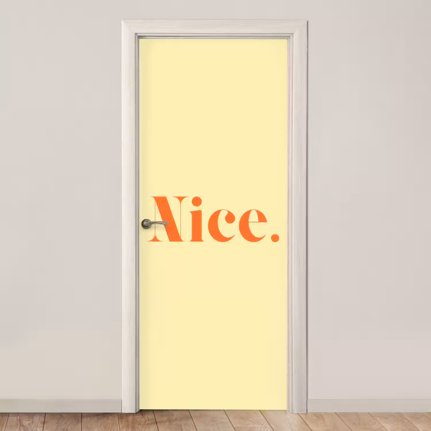 Nice - Oranje - Geel - Minimalistisch deurposter klein -3d_beige