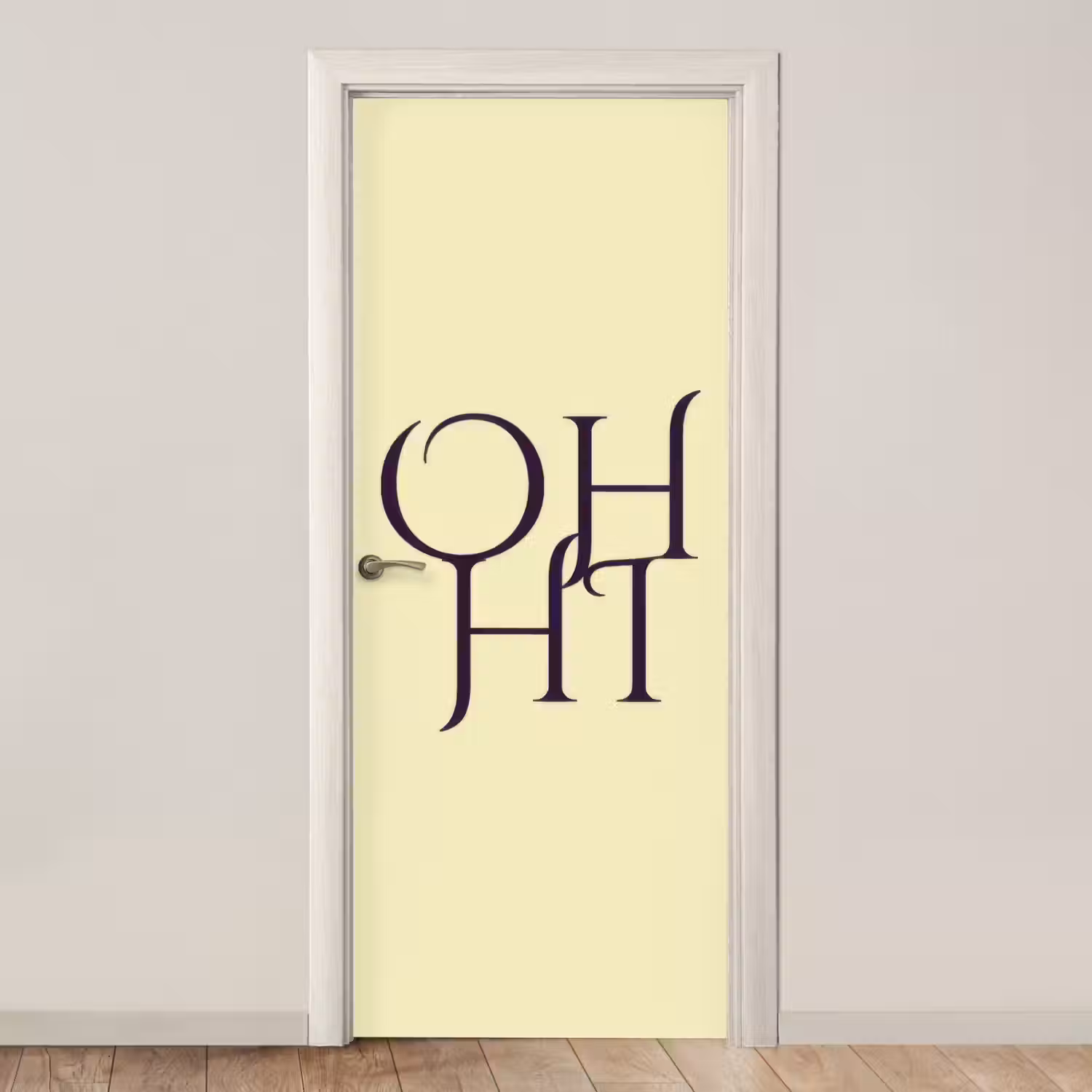 Oh hi - Geel - Monogram deurposter klein -3d_beige