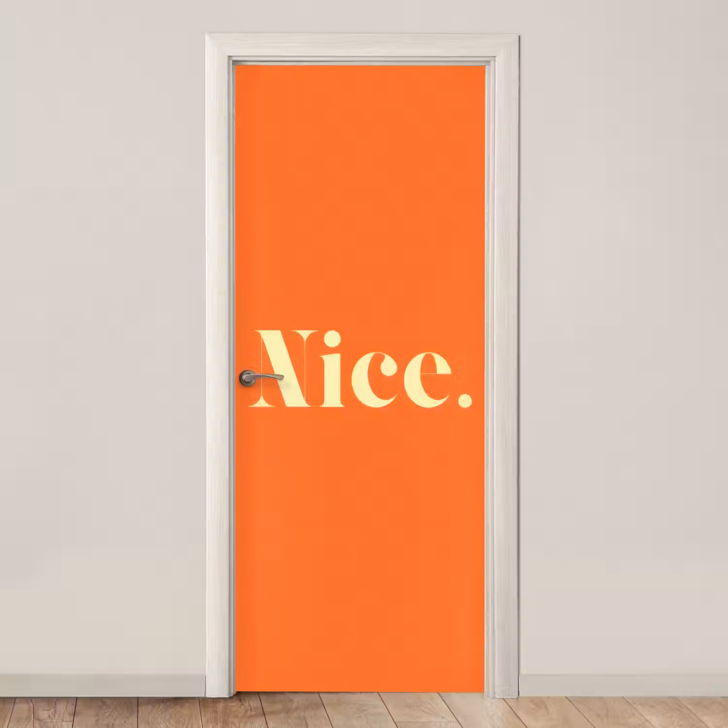 Oranje - Gebroken wit - Nice deurposter klein -3d_beige