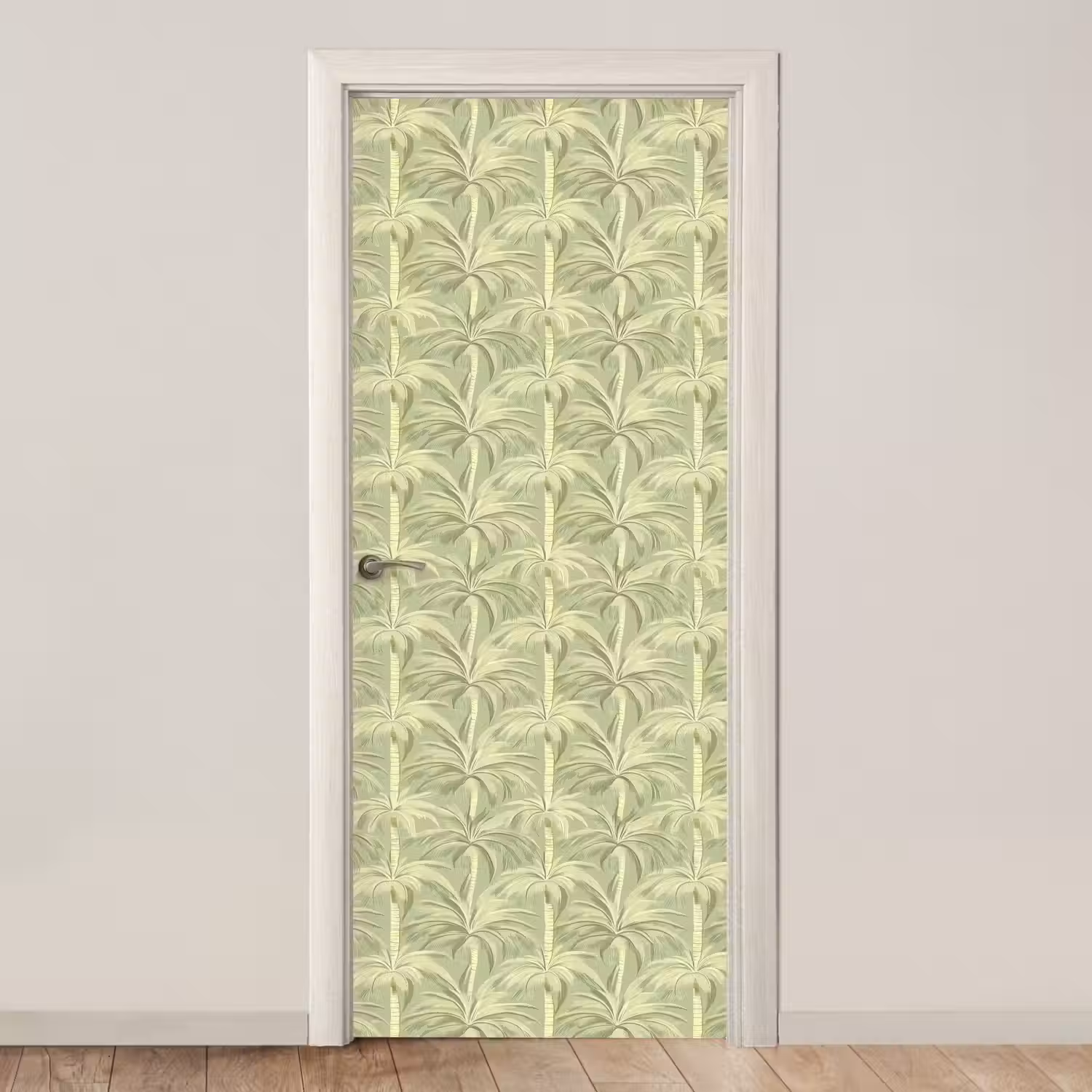 Palmwoud - Tropisch - Groen deurposter klein 289 -3d_beige