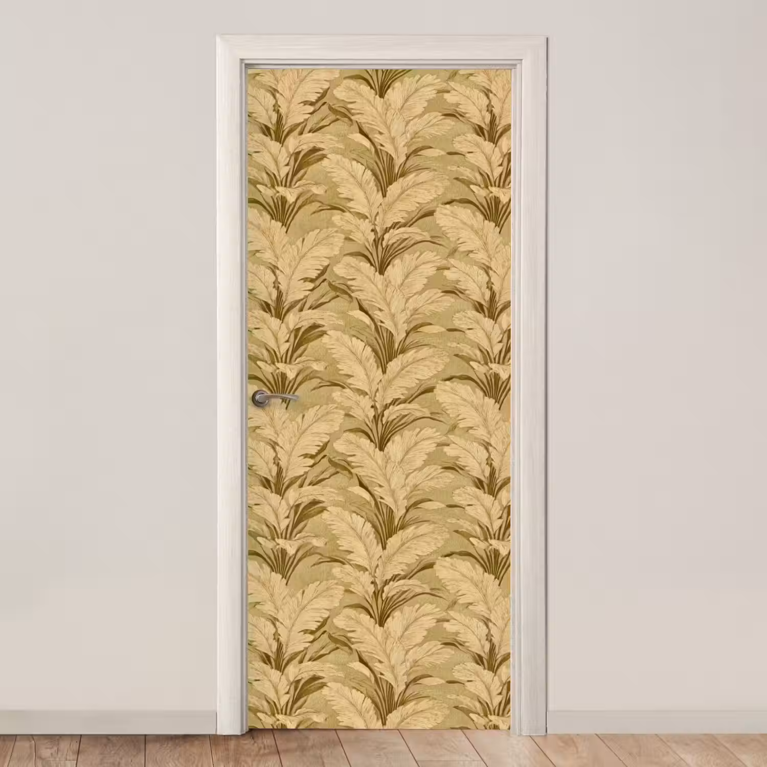 Palmbladeren - Klassiek - Groen deurposter klein 289 -3d_beige