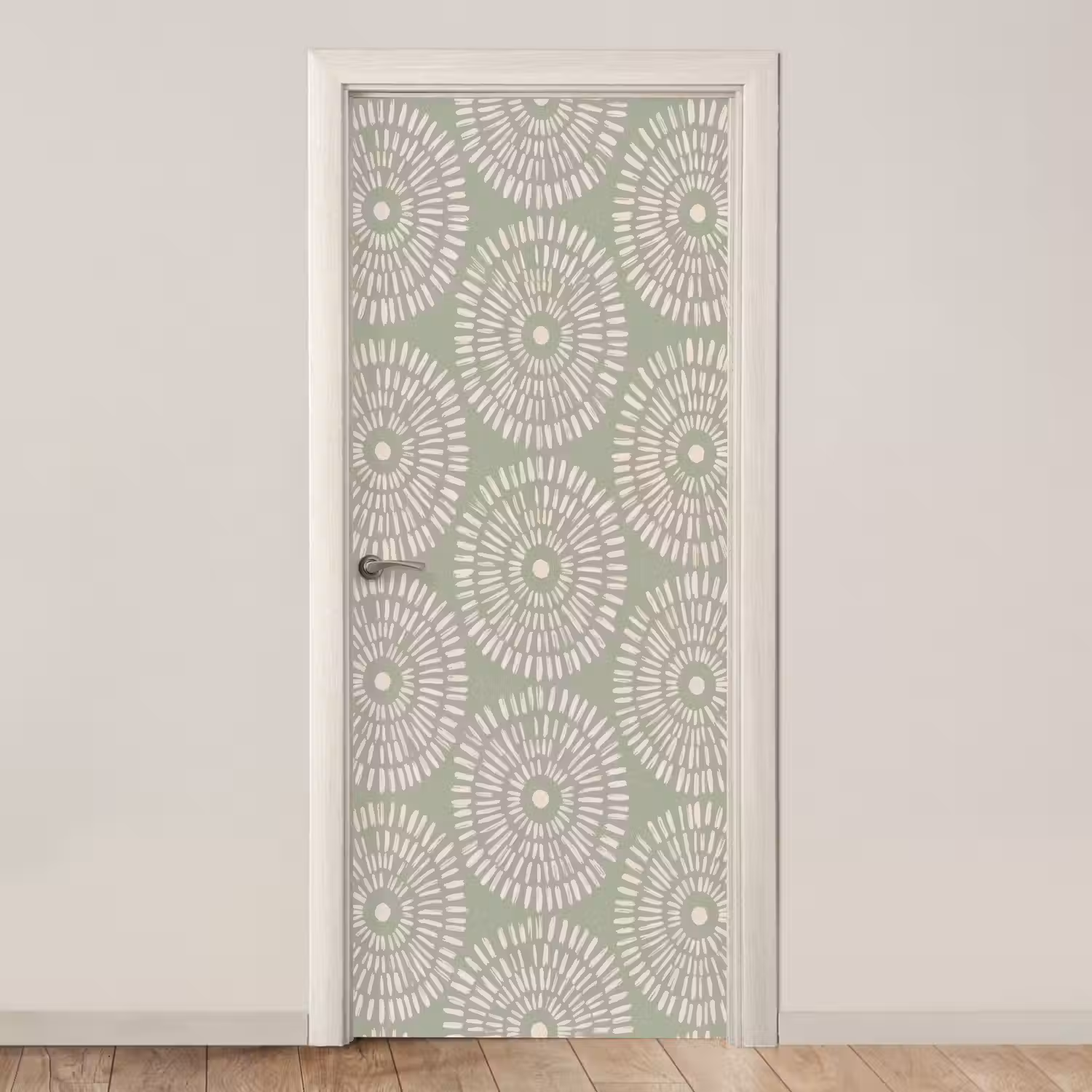 Patroon - Cirkels - Abstract - Modern - Groen deurposter klein -3d_beige