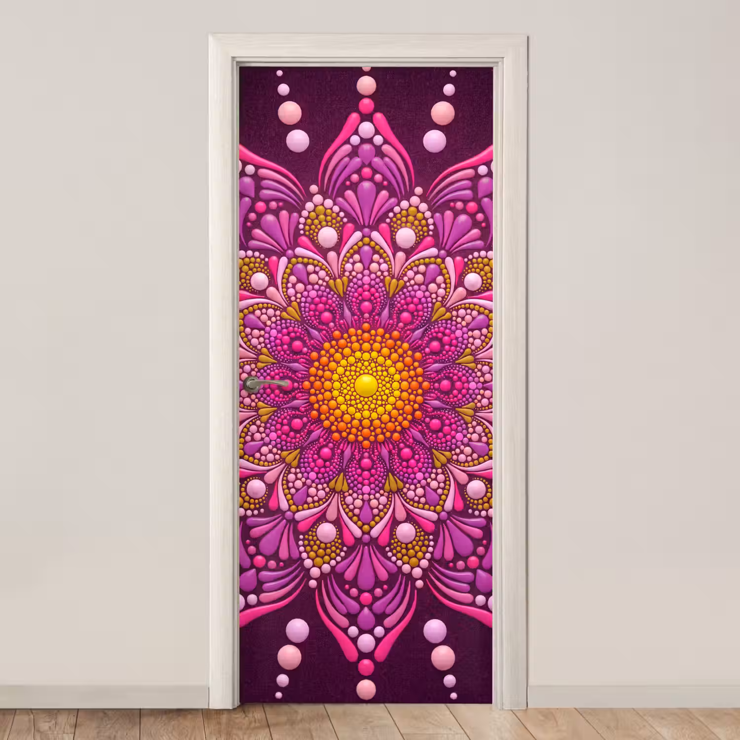 Patroon - Stippen - Abstract - Kleurrijk deurposter klein -3d_beige