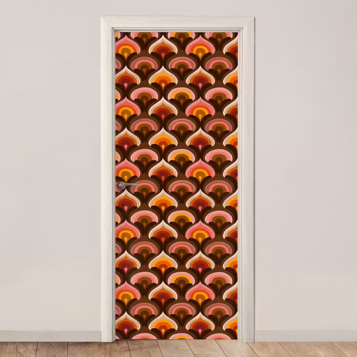 Patroon - Retro - Kleurrijk deurposter klein 289 -3d_beige
