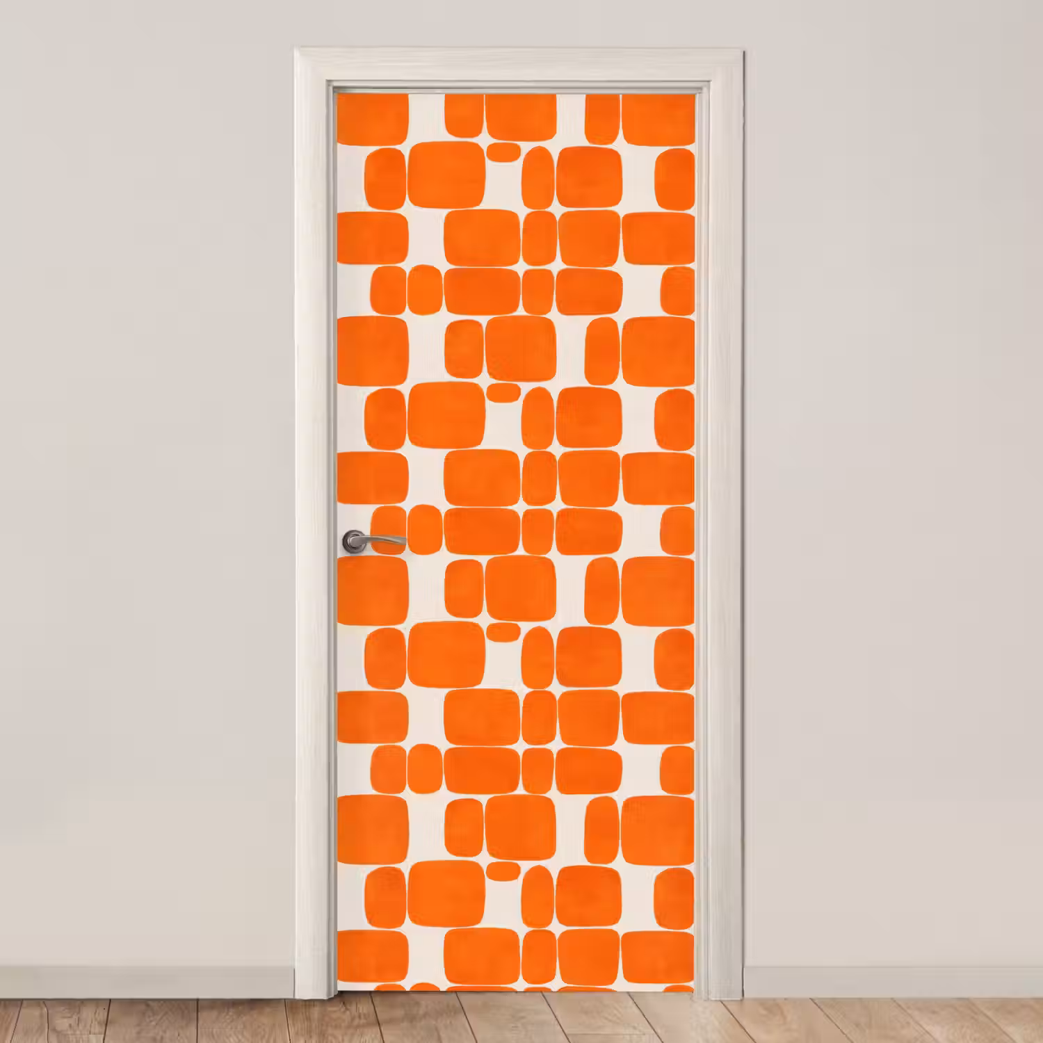 Patroon - Retro - Oranje deurposter klein 289 -3d_beige