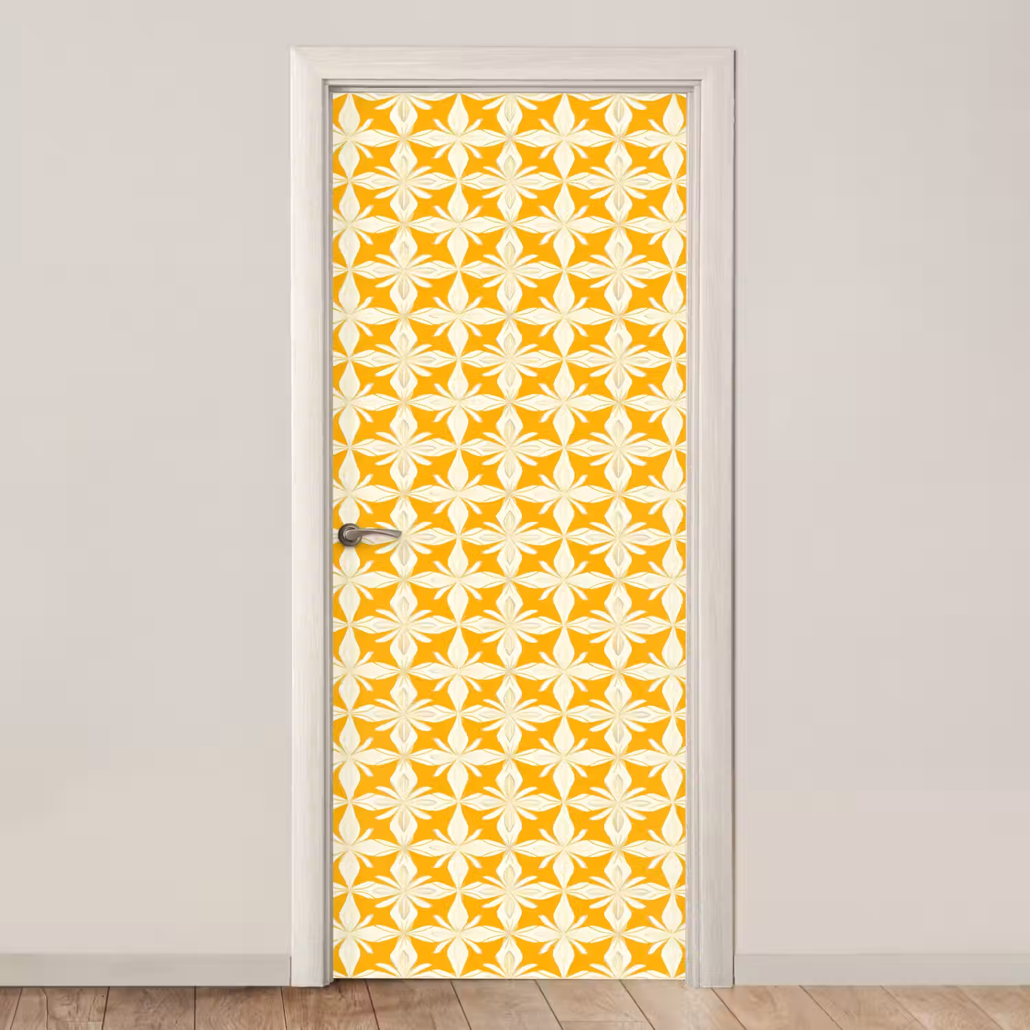 Patroon - Retro - Geel deurposter klein 289 -3d_beige