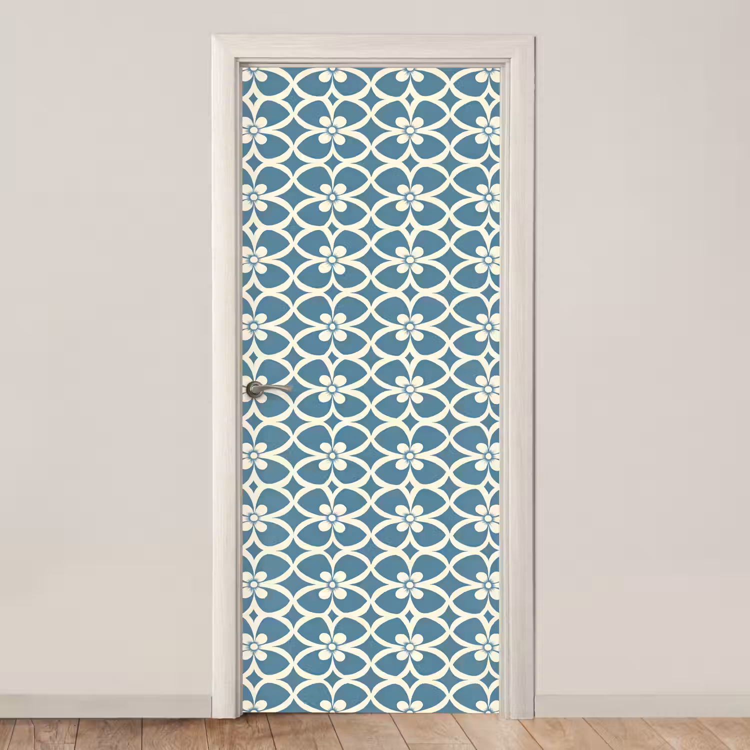 Patroon - Symmetrisch - Blauw deurposter klein 289 -3d_beige