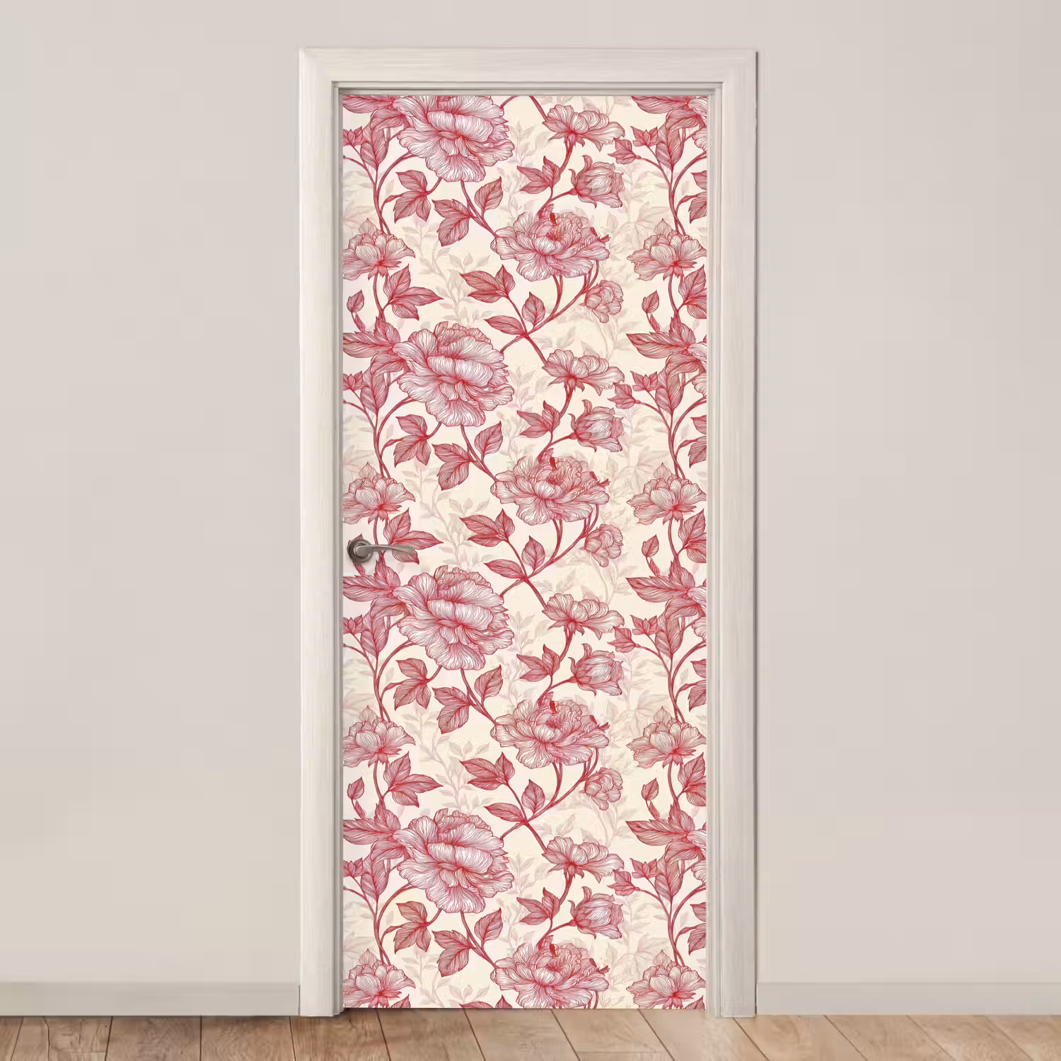 Pioenrozen - Modern - Rood deurposter klein 289 -3d_beige