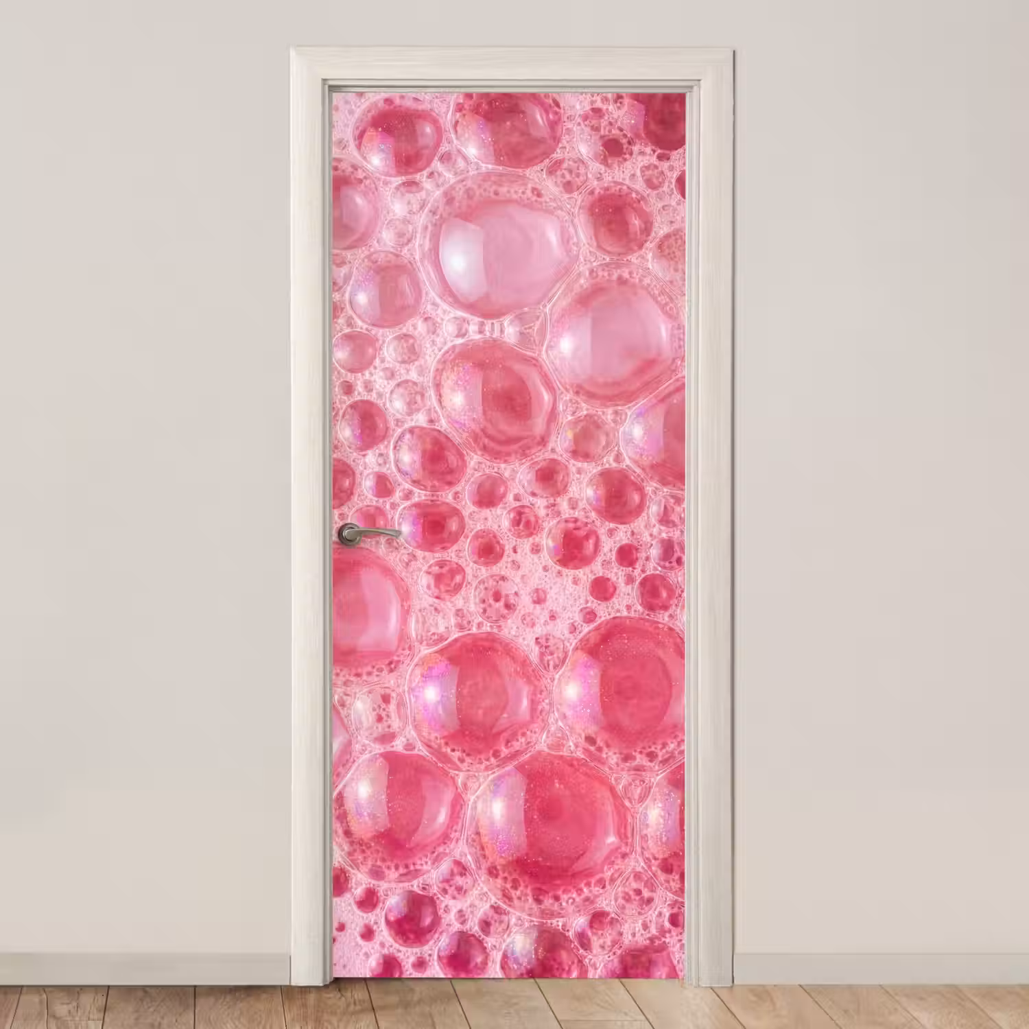 Roze - Schuim - Bubbels deurposter klein -3d_beige