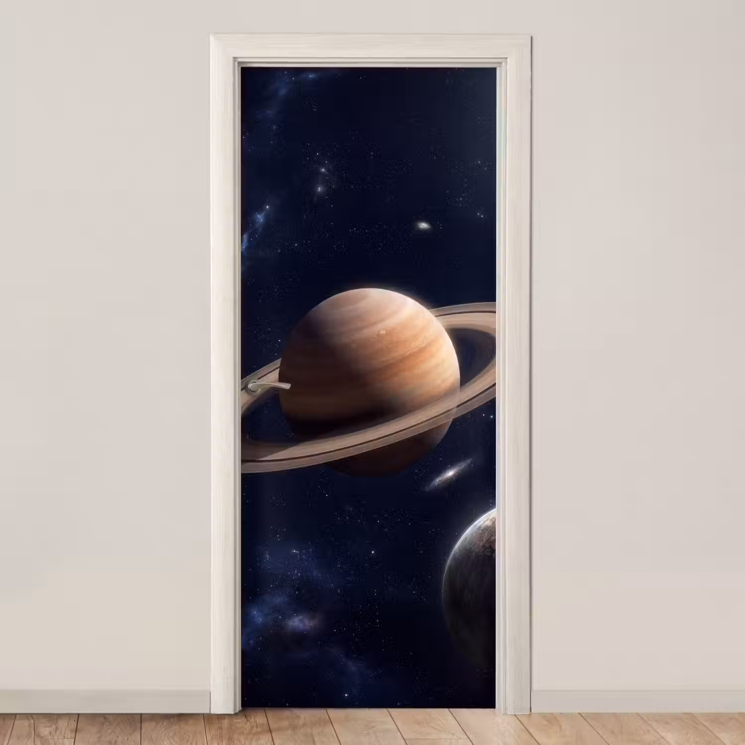 Planeten - Saturnus - Ruimte deurposter klein -3d_beige