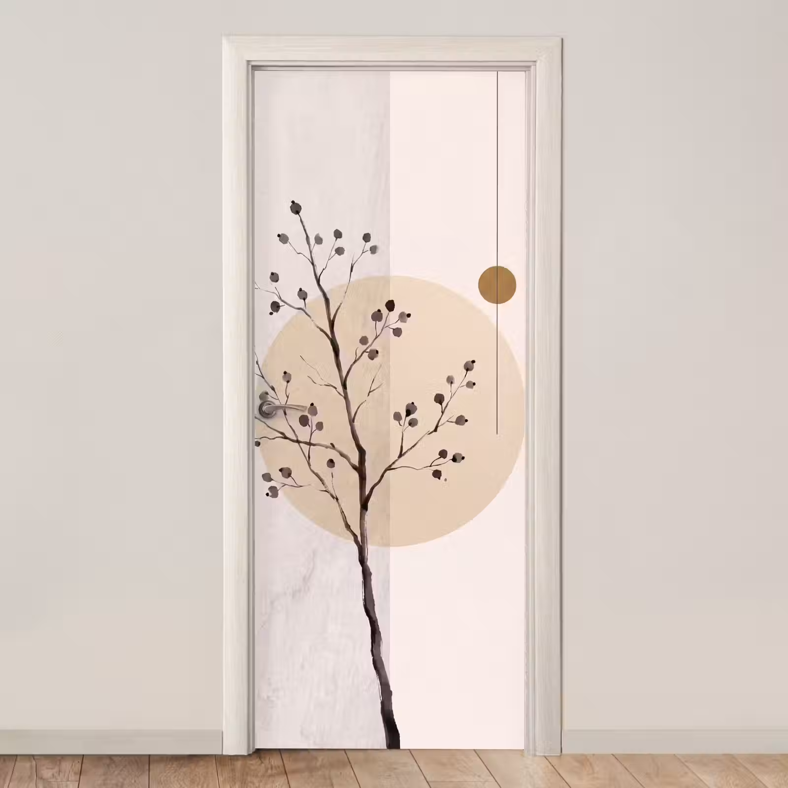 Door sticker - Plant - Abstract - Beige - Plant - Abstract - Beige deurposter klein