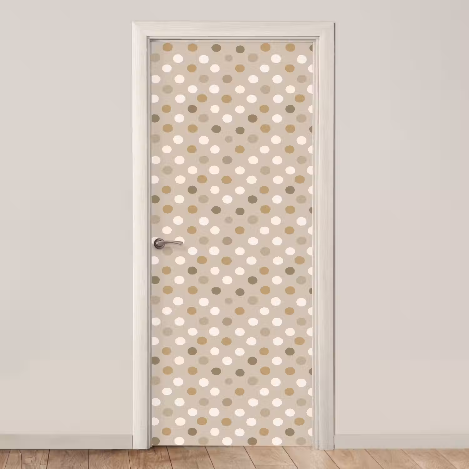 Polka - Dots - Beige deurposter klein 289 -3d_beige