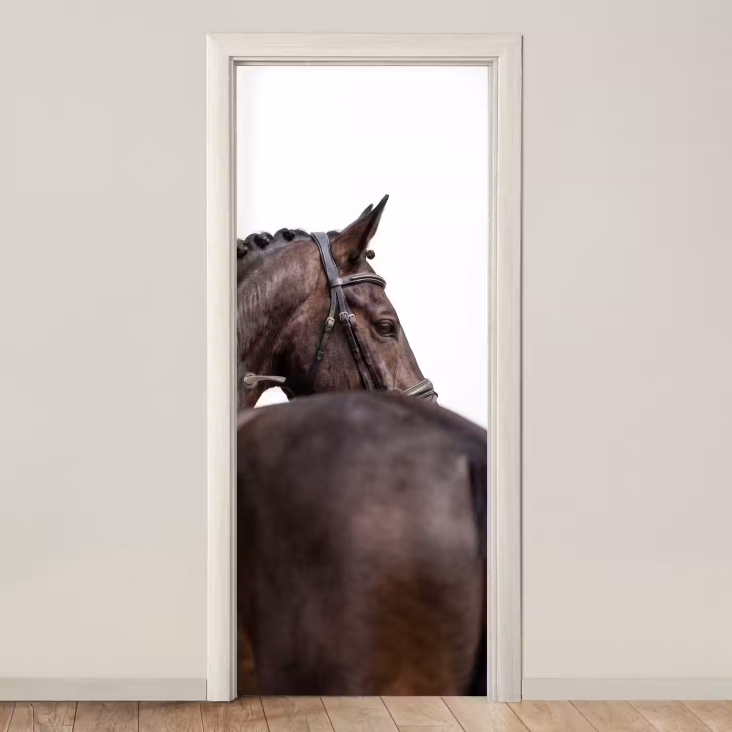 Portret - Paard - Elegant deurposter klein -3d_beige
