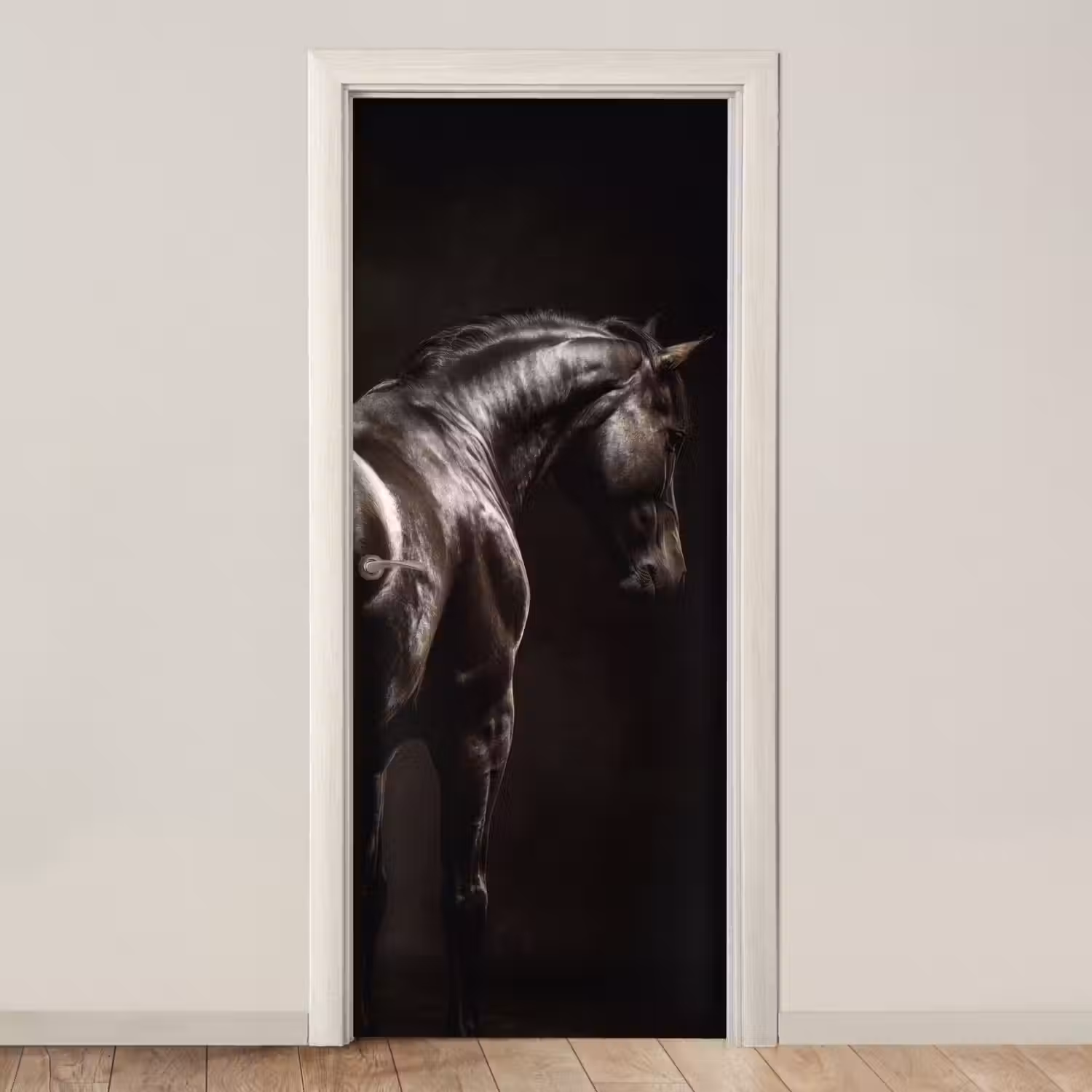 Krachtig - Paard - Donker deurposter klein -3d_beige