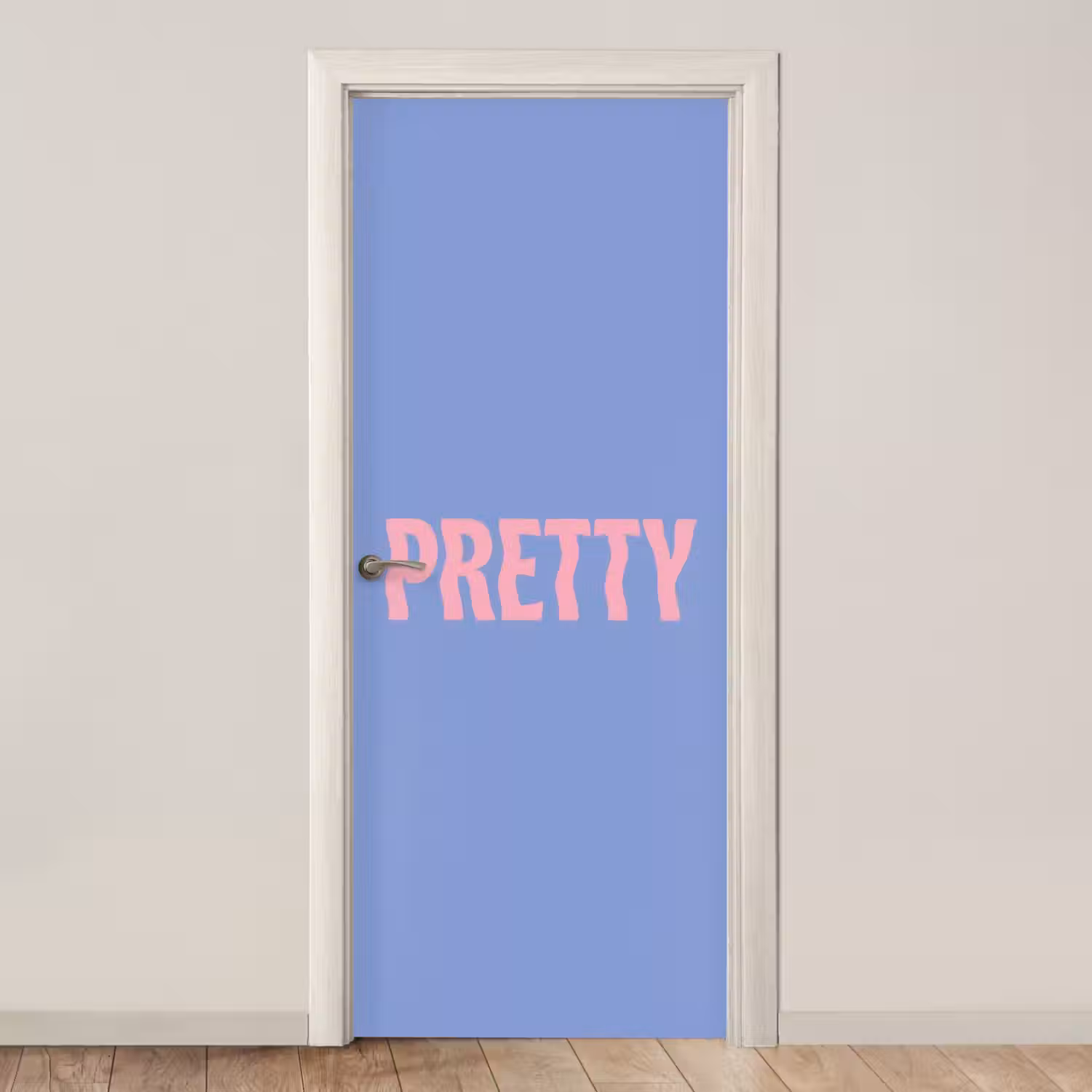 Pretty - Roze - Blauw - Golvend deurposter klein -3d_beige