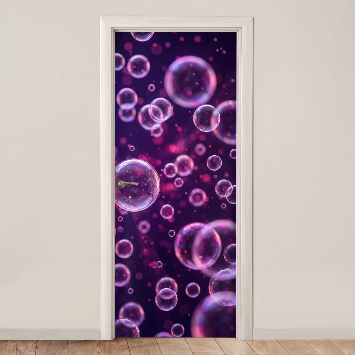 Paars - Bubbels - Schuim deurposter klein -3d_beige