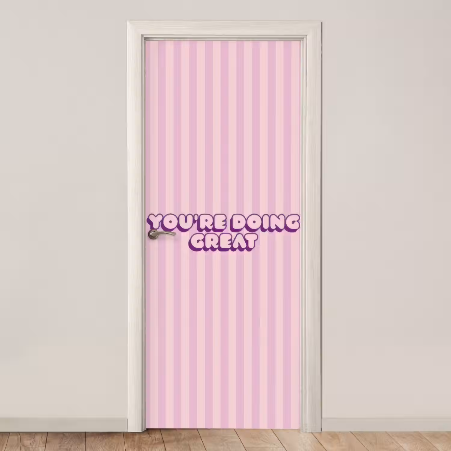 Paars - Strepen - You're doing great - Schaduw deurposter klein -3d_beige