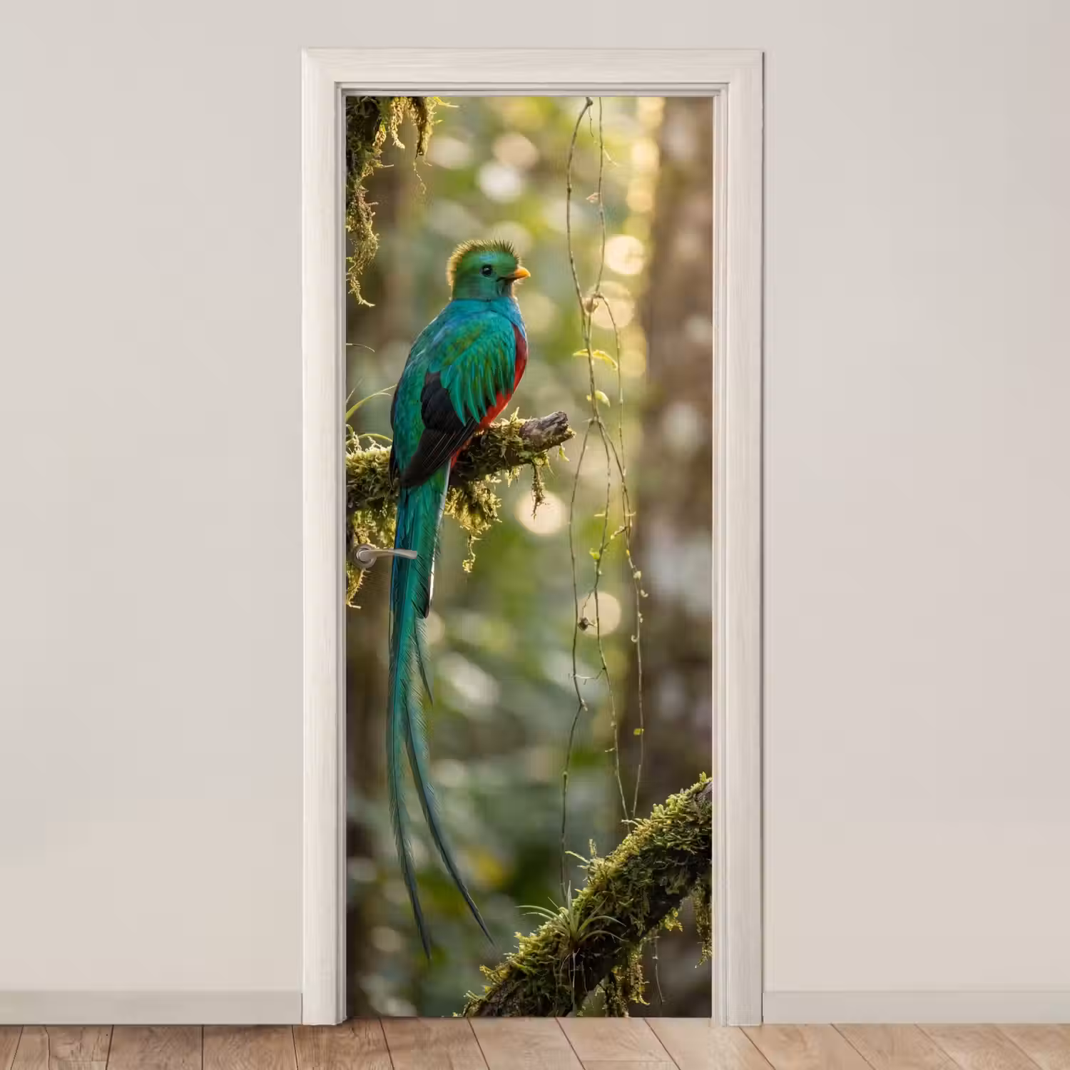 Quetzal - Jungle - Natuur - Groen deurposter klein -3d_beige
