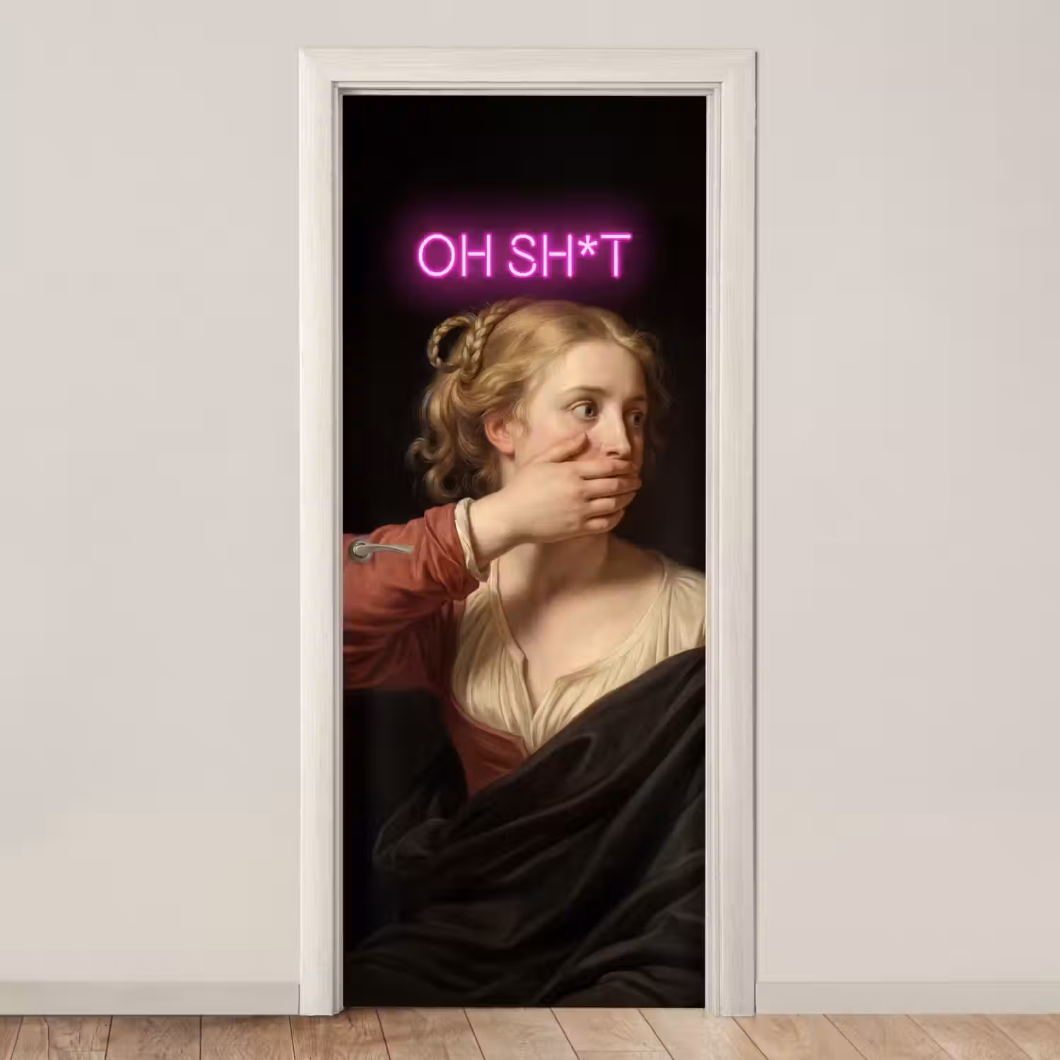 Quote - Neon - vrouw deurposter klein -3d_beige