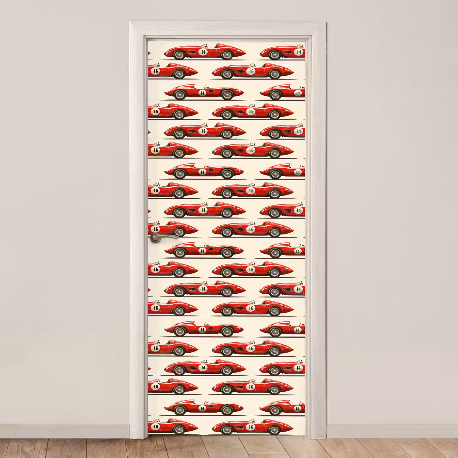 Raceauto - Retro - Rood deurposter klein 289 -3d_beige