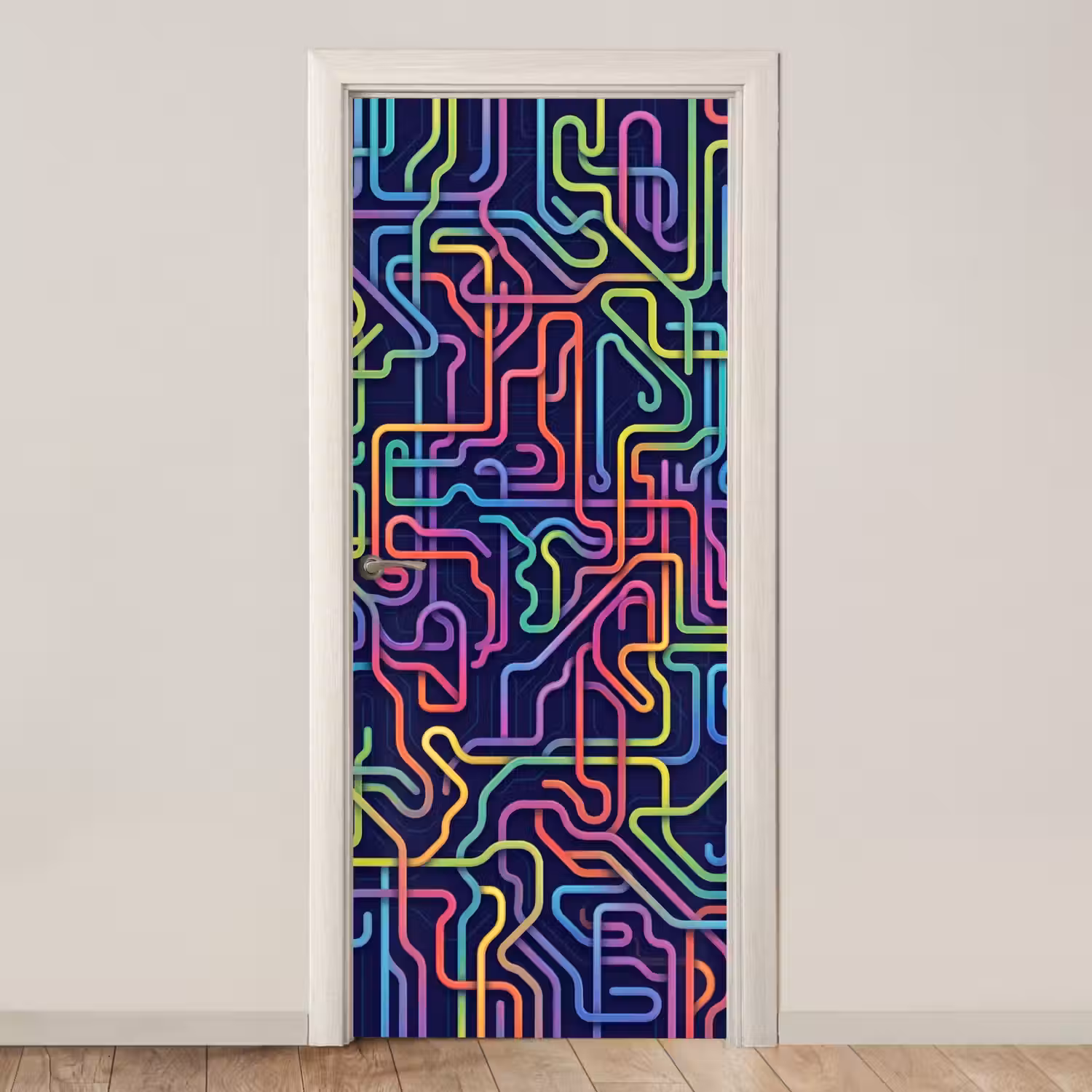 Retro - Abstract - Neon deurposter klein -3d_beige